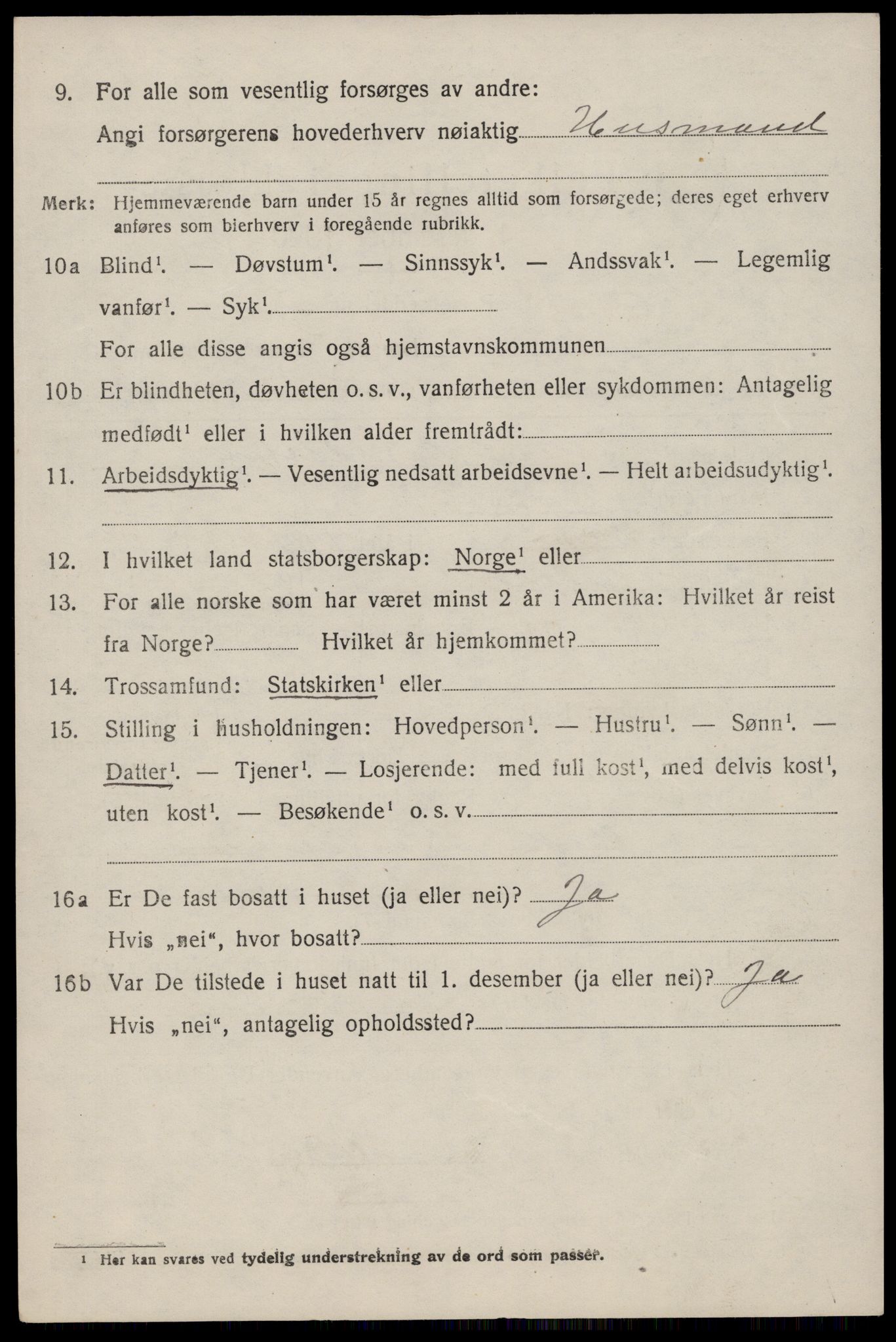 SAST, 1920 census for Jelsa, 1920, p. 1649