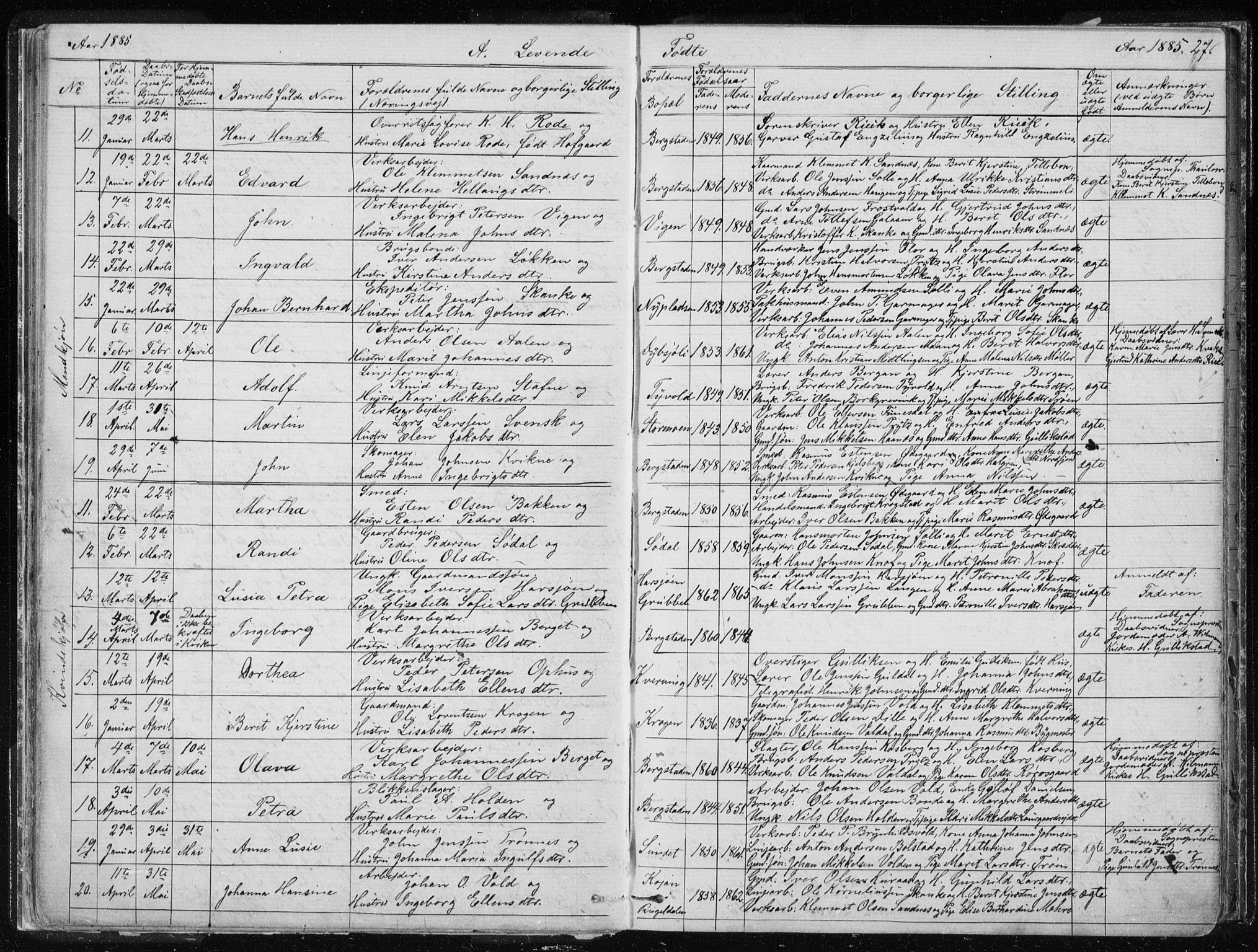 Ministerialprotokoller, klokkerbøker og fødselsregistre - Sør-Trøndelag, SAT/A-1456/681/L0940: Parish register (copy) no. 681C04, 1880-1895, p. 27