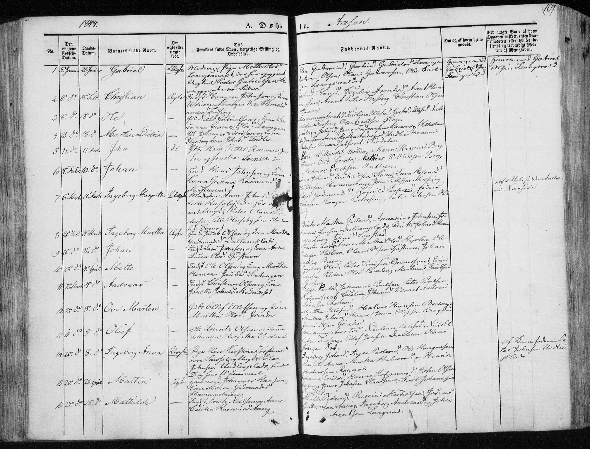 Ministerialprotokoller, klokkerbøker og fødselsregistre - Nord-Trøndelag, SAT/A-1458/713/L0115: Parish register (official) no. 713A06, 1838-1851, p. 107