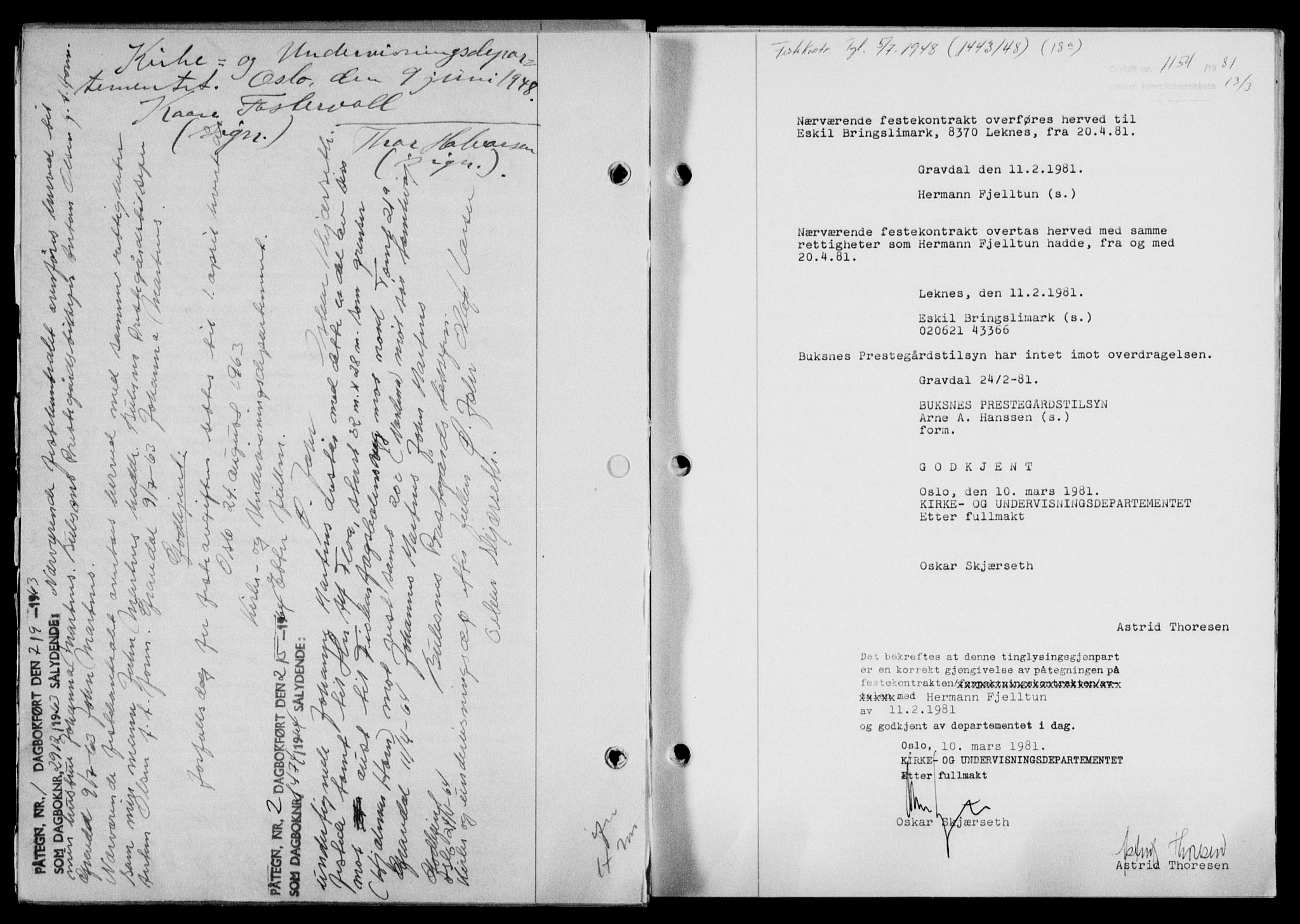 Lofoten sorenskriveri, SAT/A-0017/1/2/2C/L0018a: Mortgage book no. 18a, 1948-1948, Diary no: : 2912/1948
