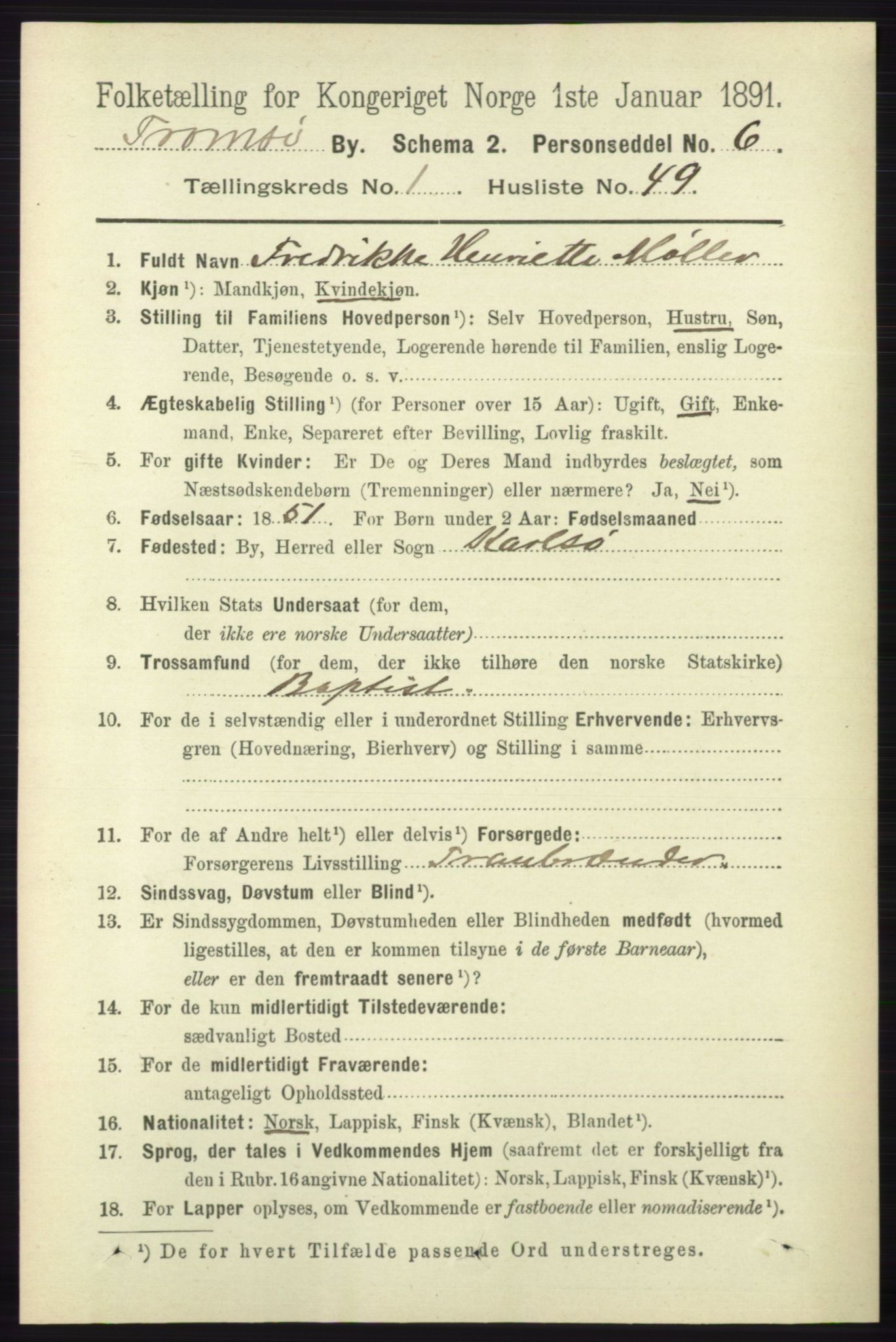 RA, 1891 census for 1902 Tromsø, 1891, p. 757