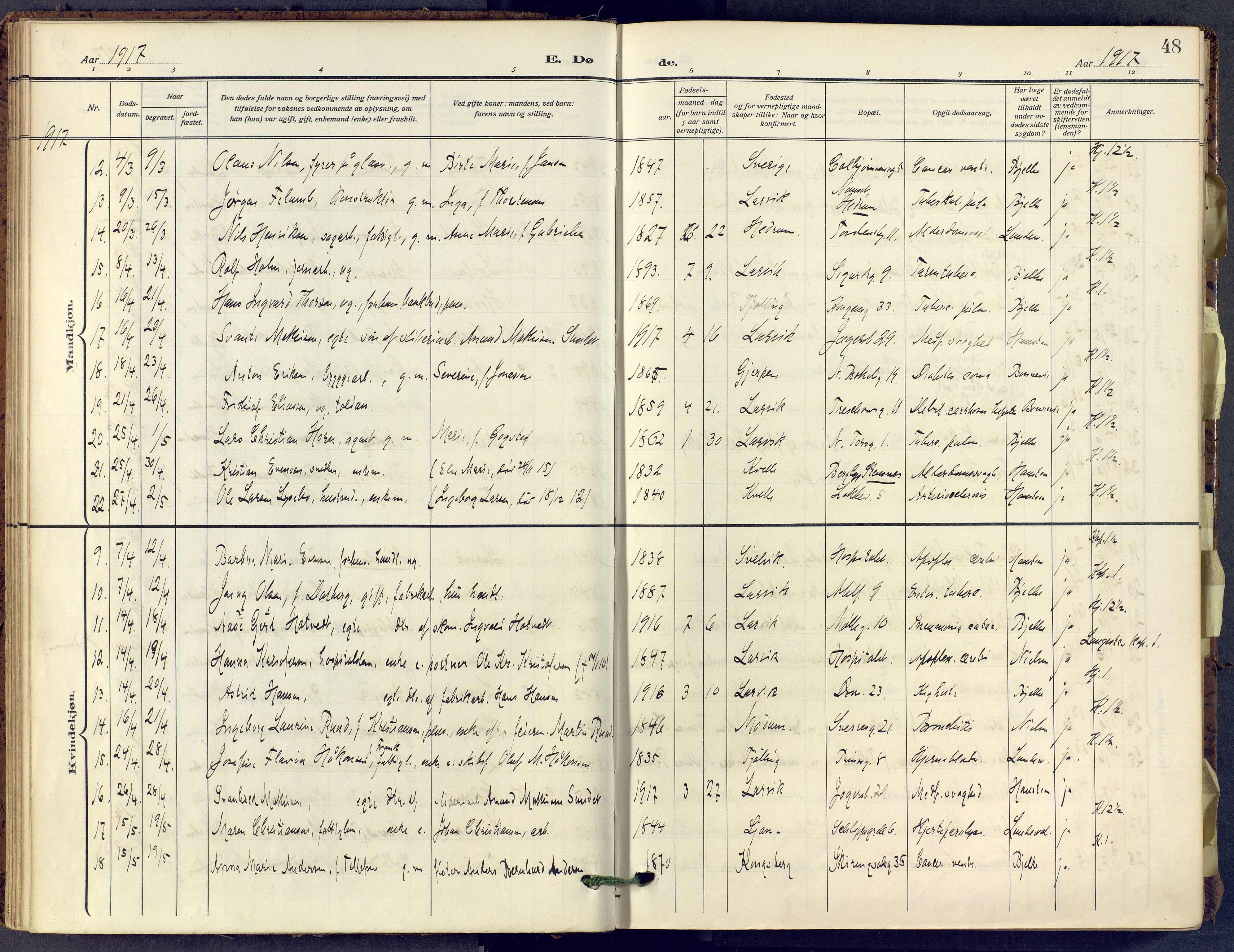 Larvik kirkebøker, SAKO/A-352/F/Fa/L0013: Parish register (official) no. I 13, 1910-1960, p. 48