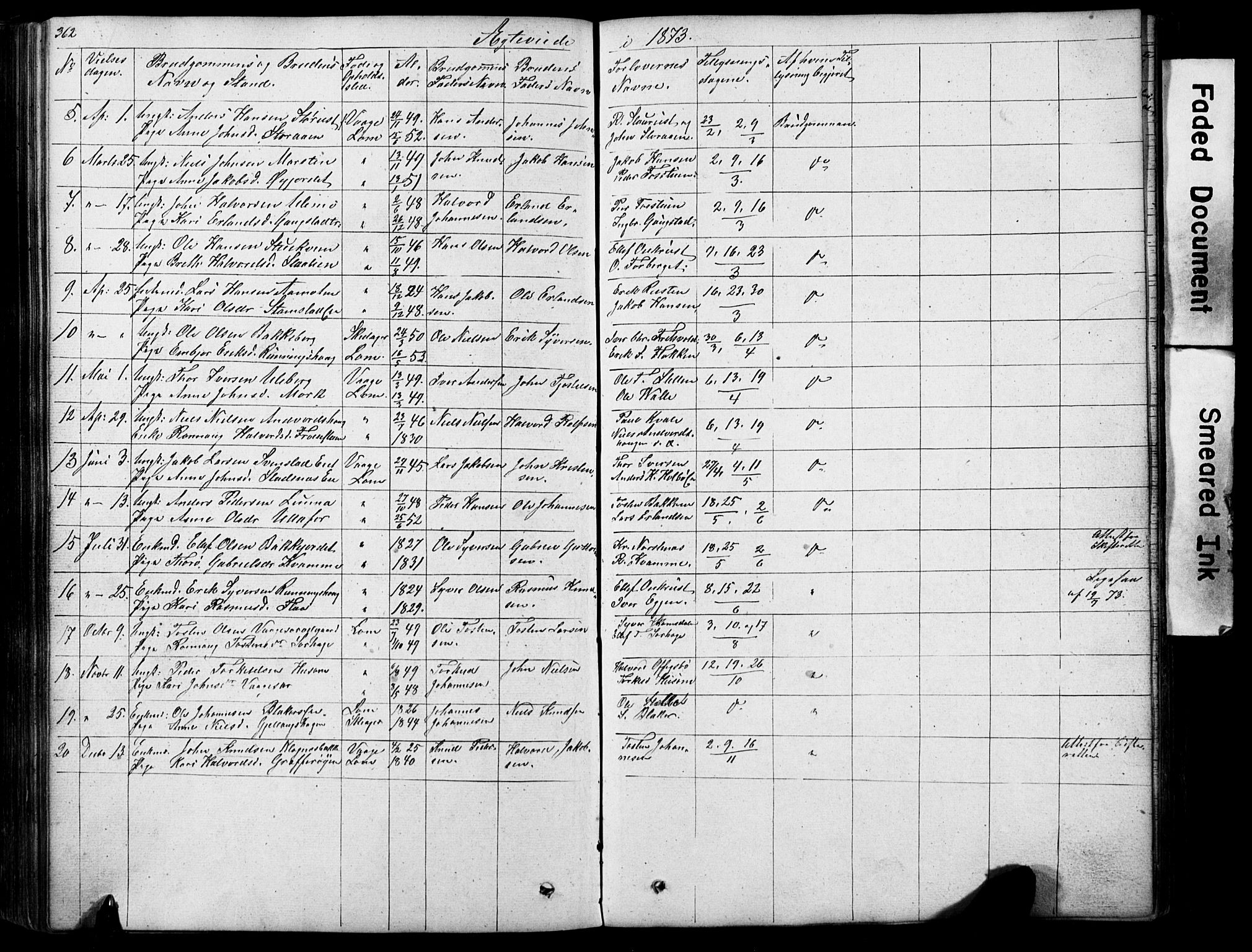 Lom prestekontor, SAH/PREST-070/L/L0012: Parish register (copy) no. 12, 1845-1873, p. 362-363