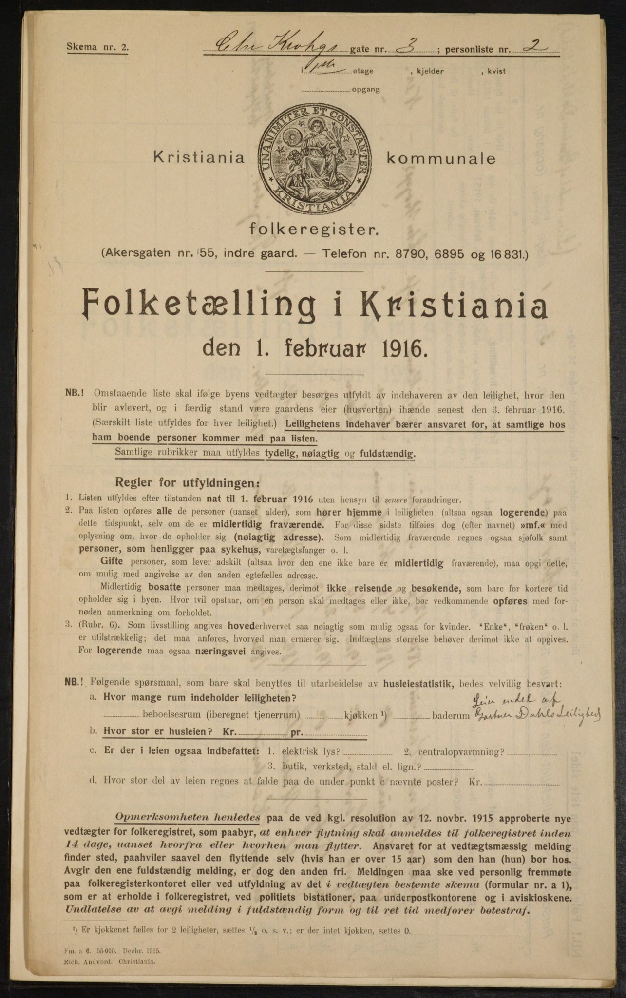 OBA, Municipal Census 1916 for Kristiania, 1916, p. 11838