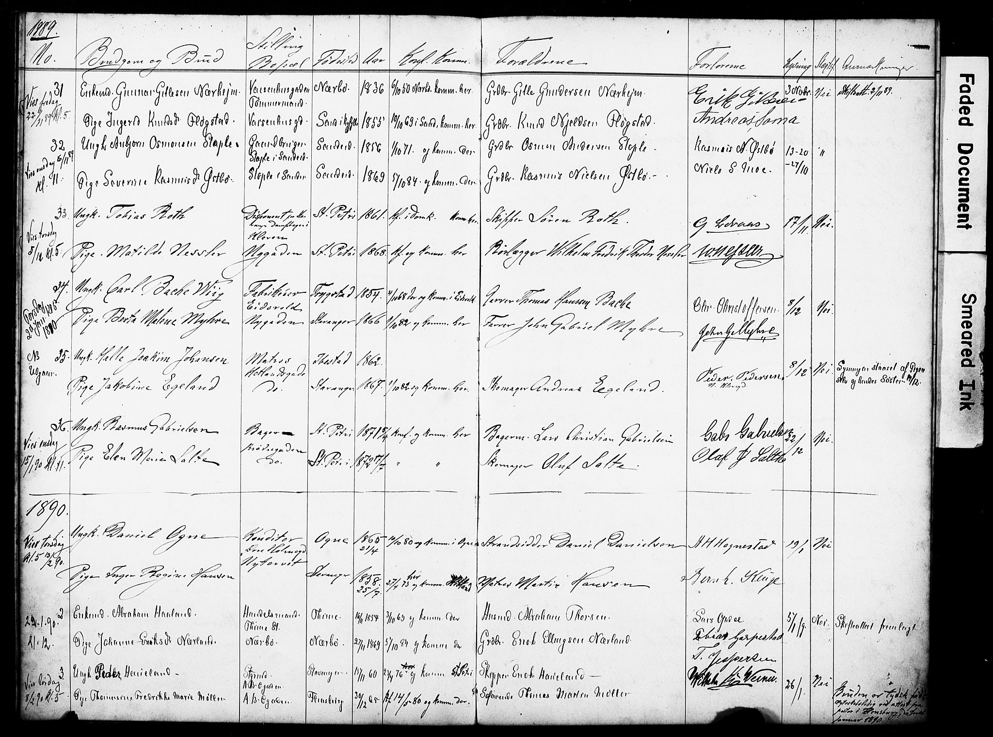 St. Petri sokneprestkontor, SAST/A-101813/001/70/705BA/L0003: Banns register no. 3, 1882-1895