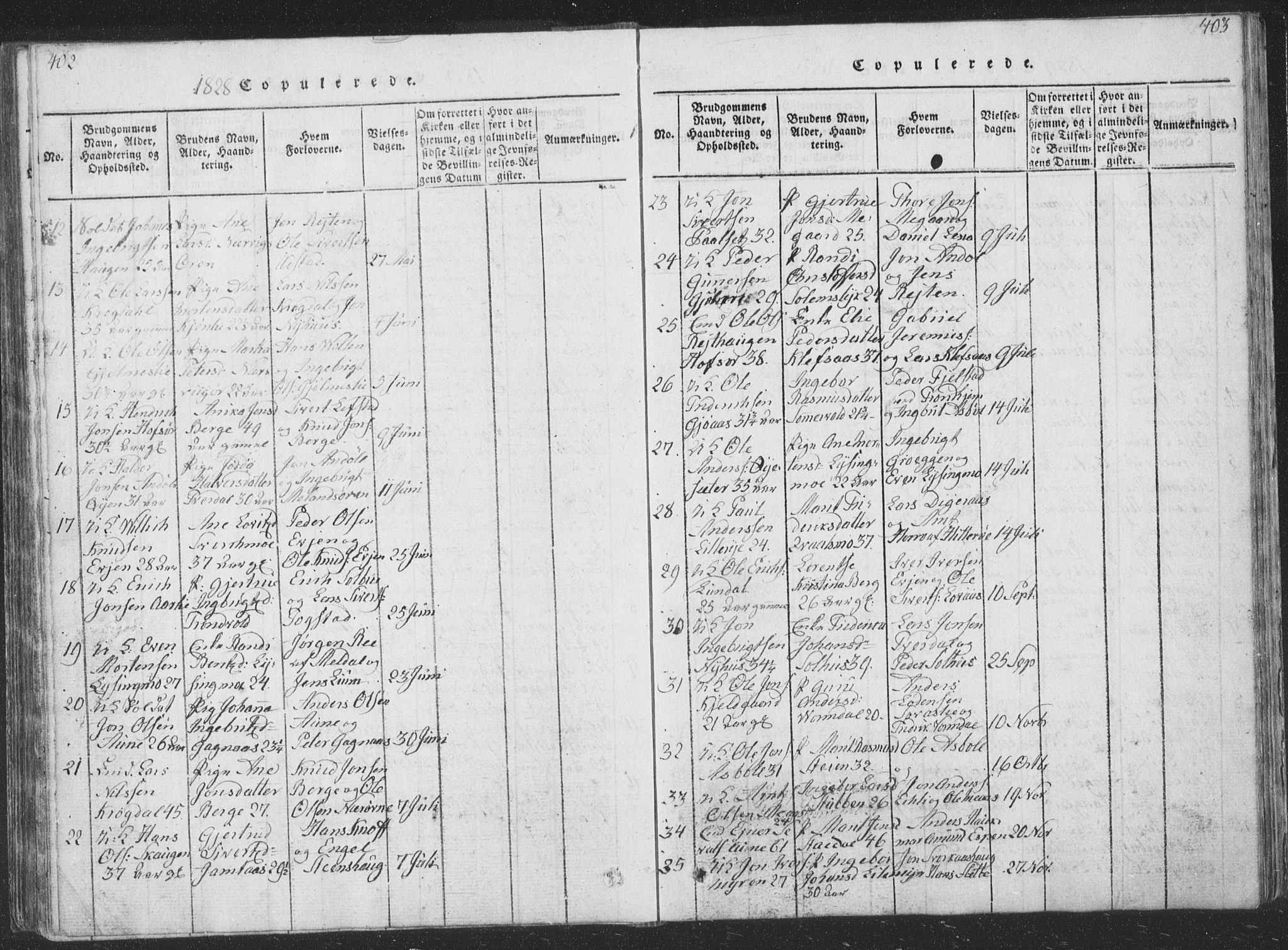 Ministerialprotokoller, klokkerbøker og fødselsregistre - Sør-Trøndelag, SAT/A-1456/668/L0816: Parish register (copy) no. 668C05, 1816-1893, p. 402-403