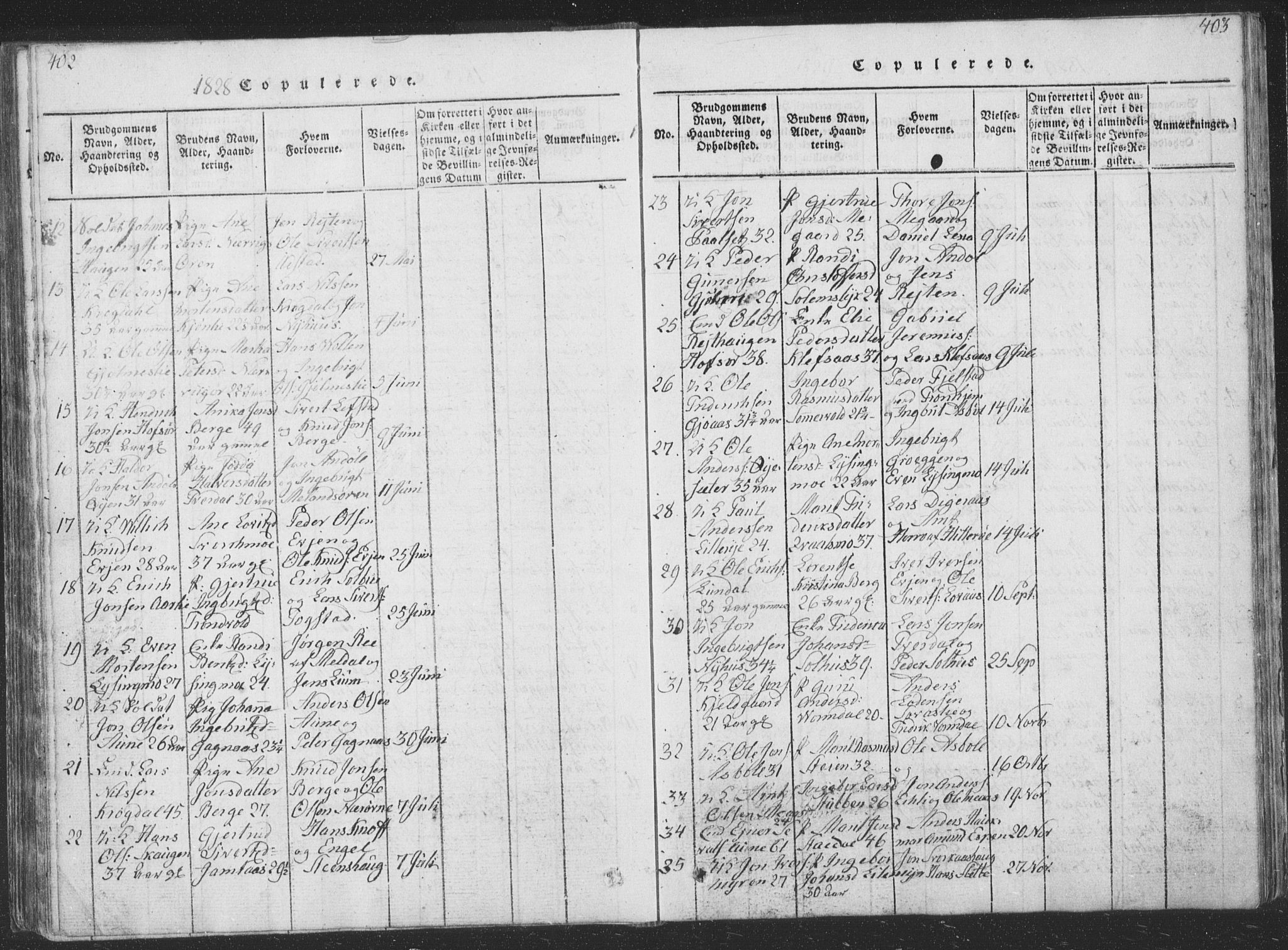 Ministerialprotokoller, klokkerbøker og fødselsregistre - Sør-Trøndelag, AV/SAT-A-1456/668/L0816: Parish register (copy) no. 668C05, 1816-1893, p. 402-403