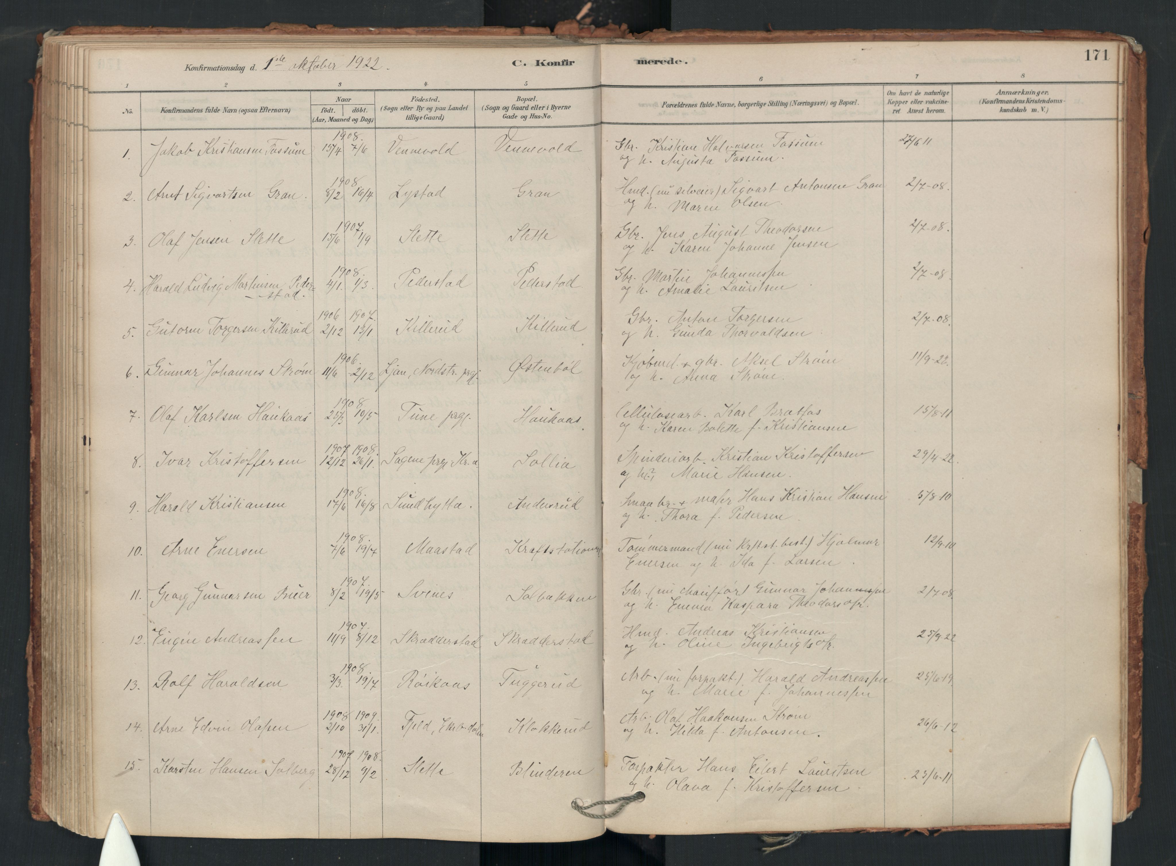 Enebakk prestekontor Kirkebøker, SAO/A-10171c/F/Fa/L0018: Parish register (official) no. I 18, 1877-1930, p. 171