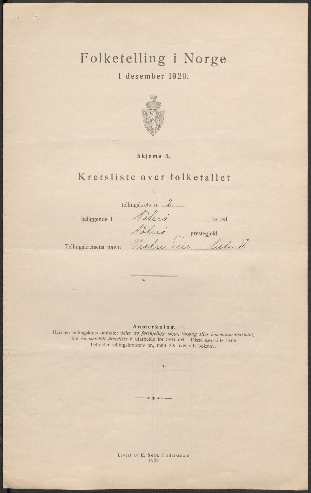 SAKO, 1920 census for Nøtterøy, 1920, p. 16