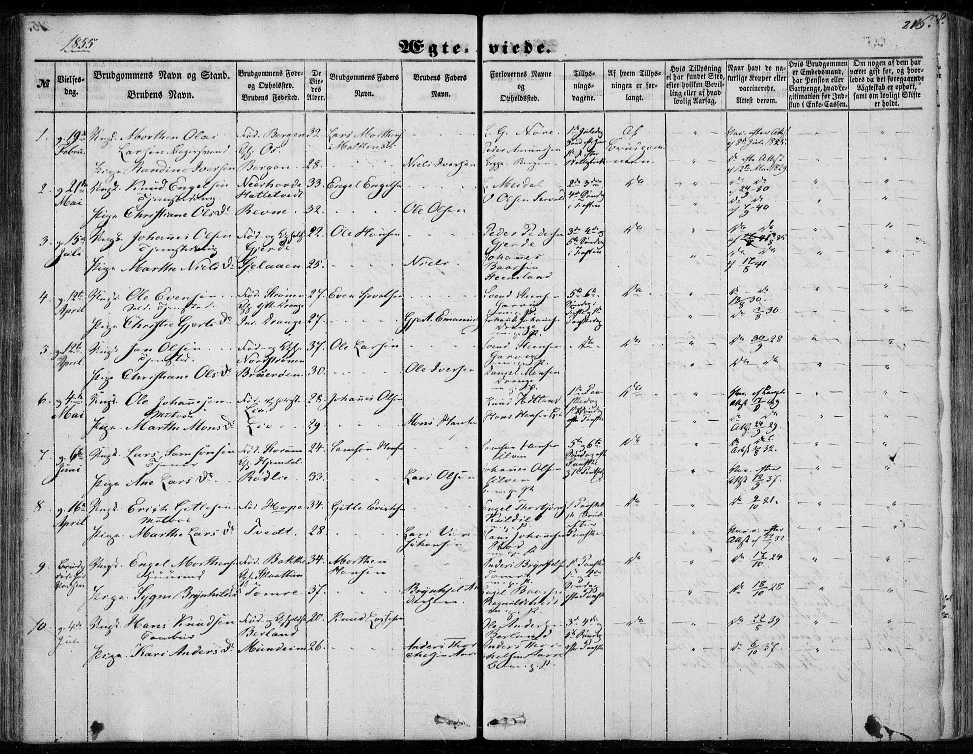 Os sokneprestembete, SAB/A-99929: Parish register (official) no. A 16, 1851-1859, p. 216