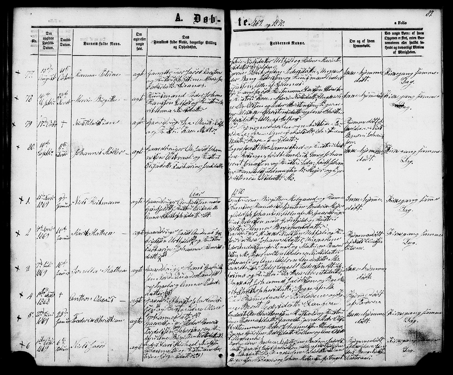 Ministerialprotokoller, klokkerbøker og fødselsregistre - Nordland, SAT/A-1459/827/L0393: Parish register (official) no. 827A05, 1863-1883, p. 87