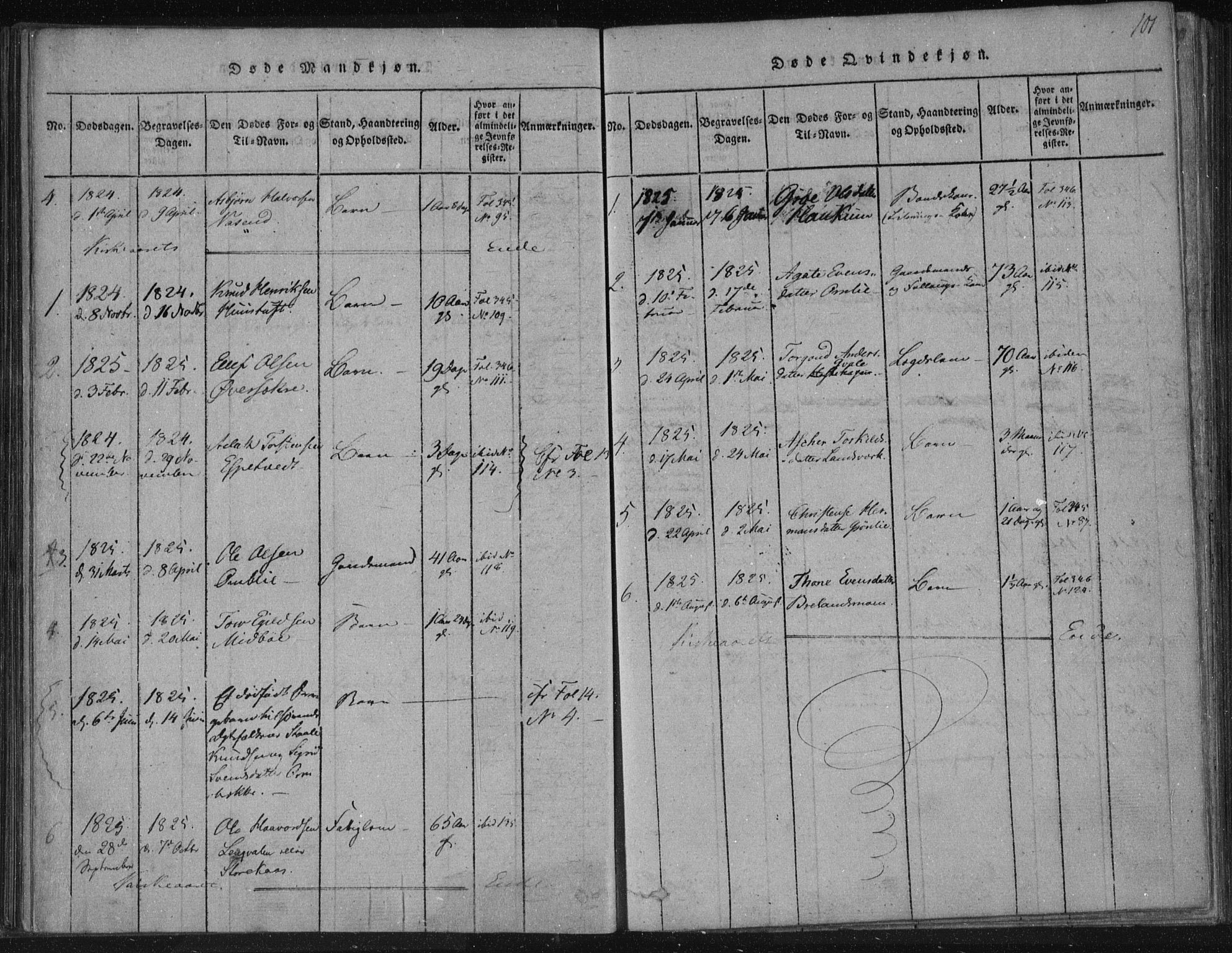 Lårdal kirkebøker, SAKO/A-284/F/Fc/L0001: Parish register (official) no. III 1, 1815-1860, p. 101