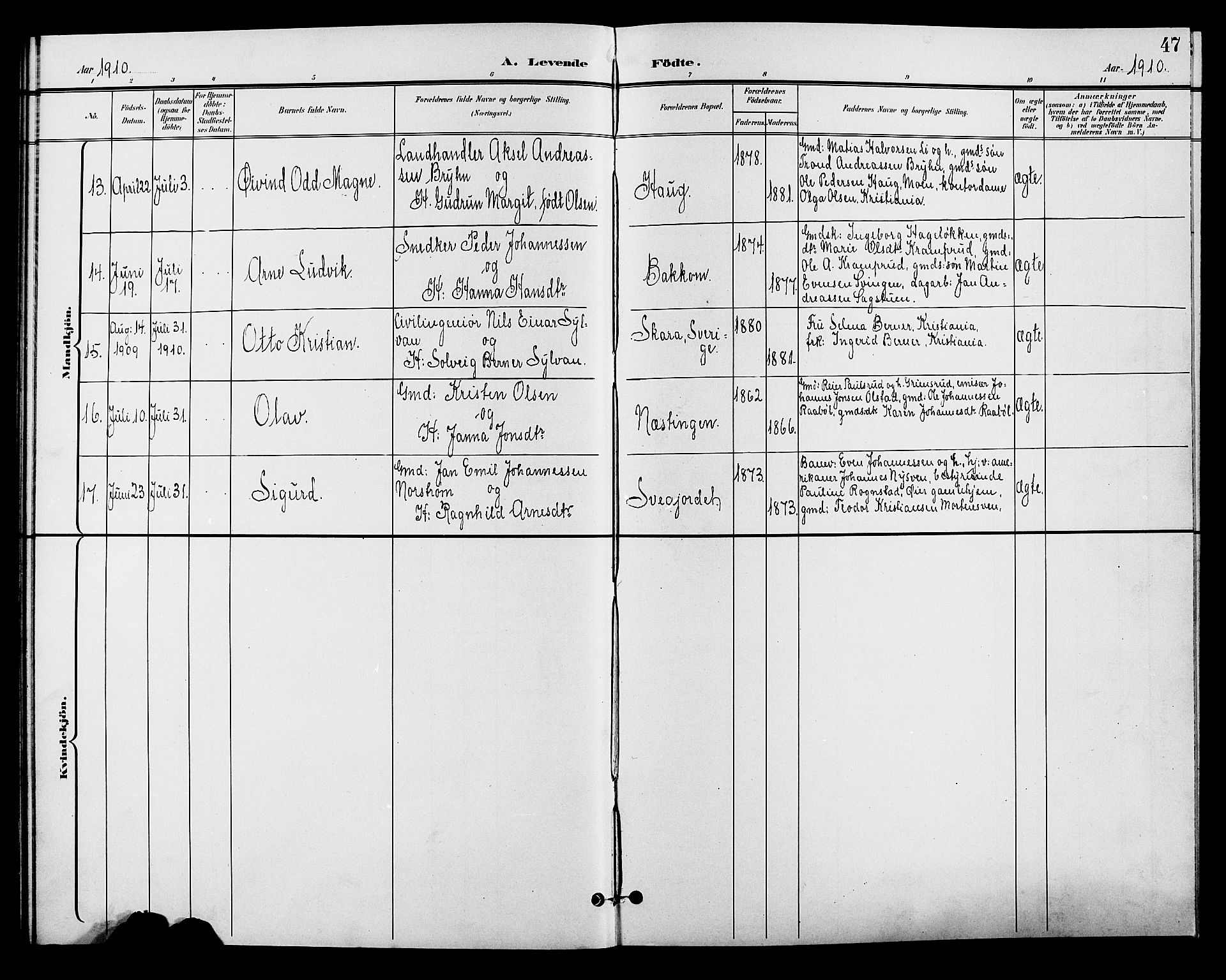 Øyer prestekontor, AV/SAH-PREST-084/H/Ha/Hab/L0005: Parish register (copy) no. 5, 1897-1913, p. 47