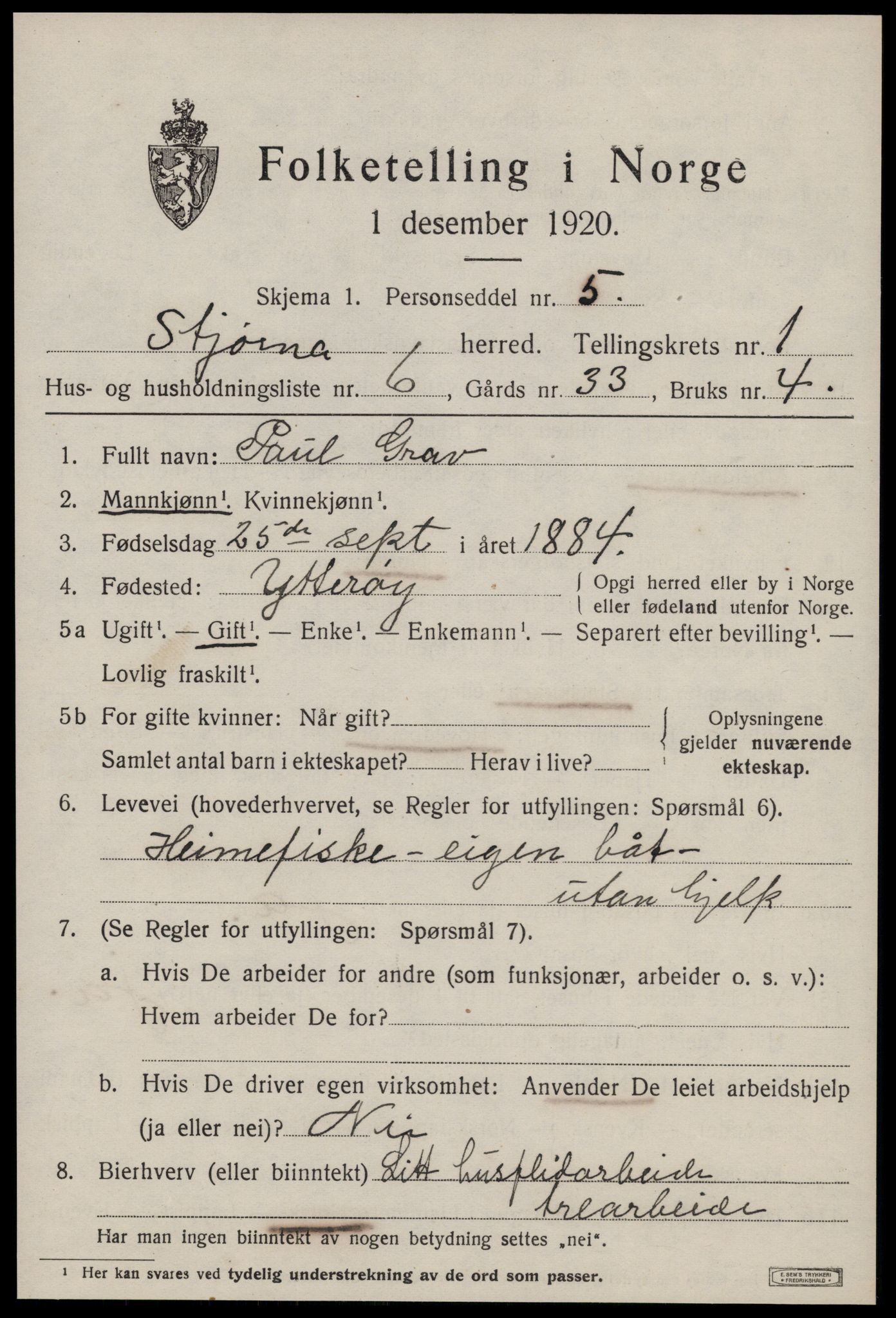 SAT, 1920 census for Stjørna, 1920, p. 1014