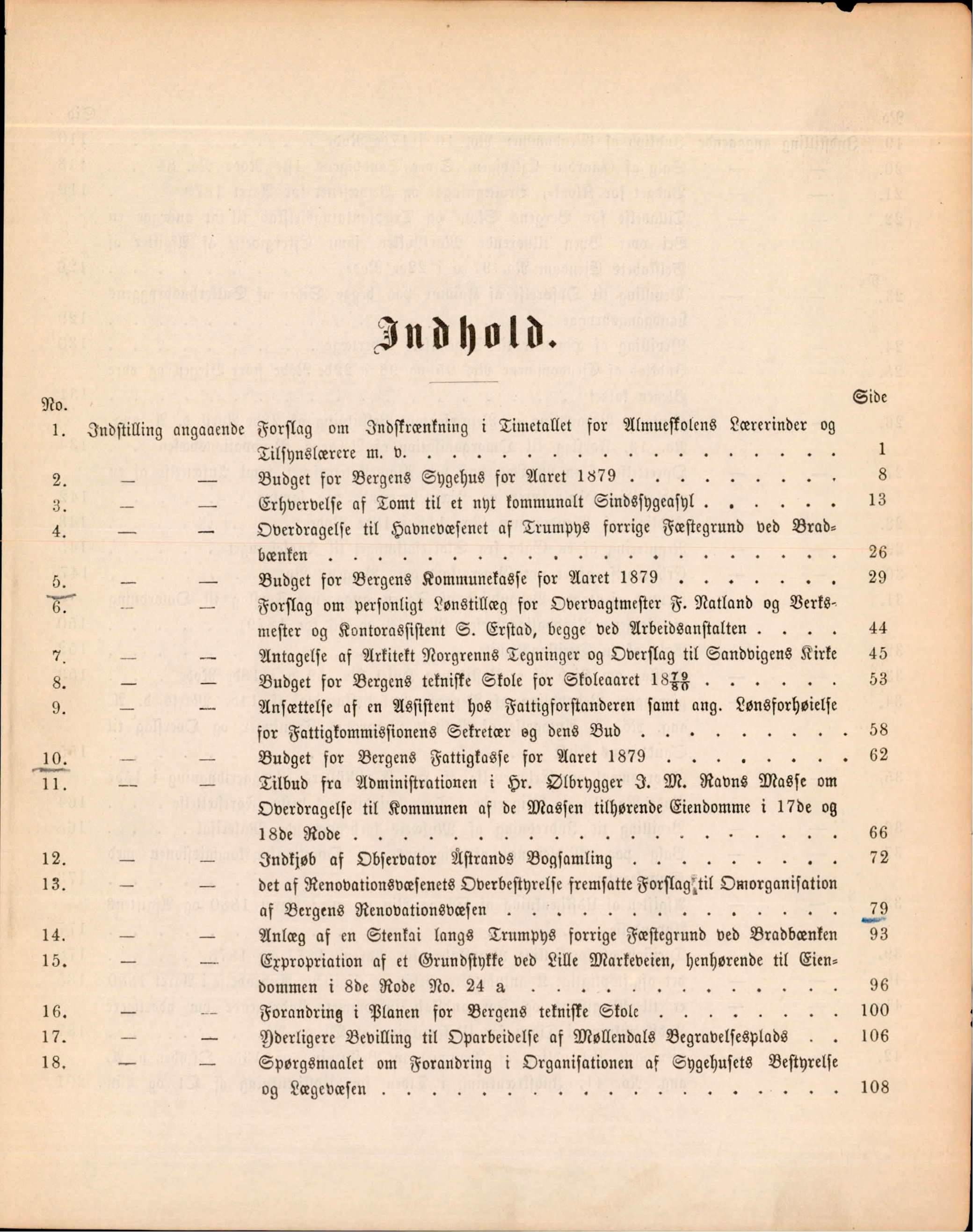 Bergen kommune. Formannskapet, BBA/A-0003/Ad/L0034: Bergens Kommuneforhandlinger, 1879