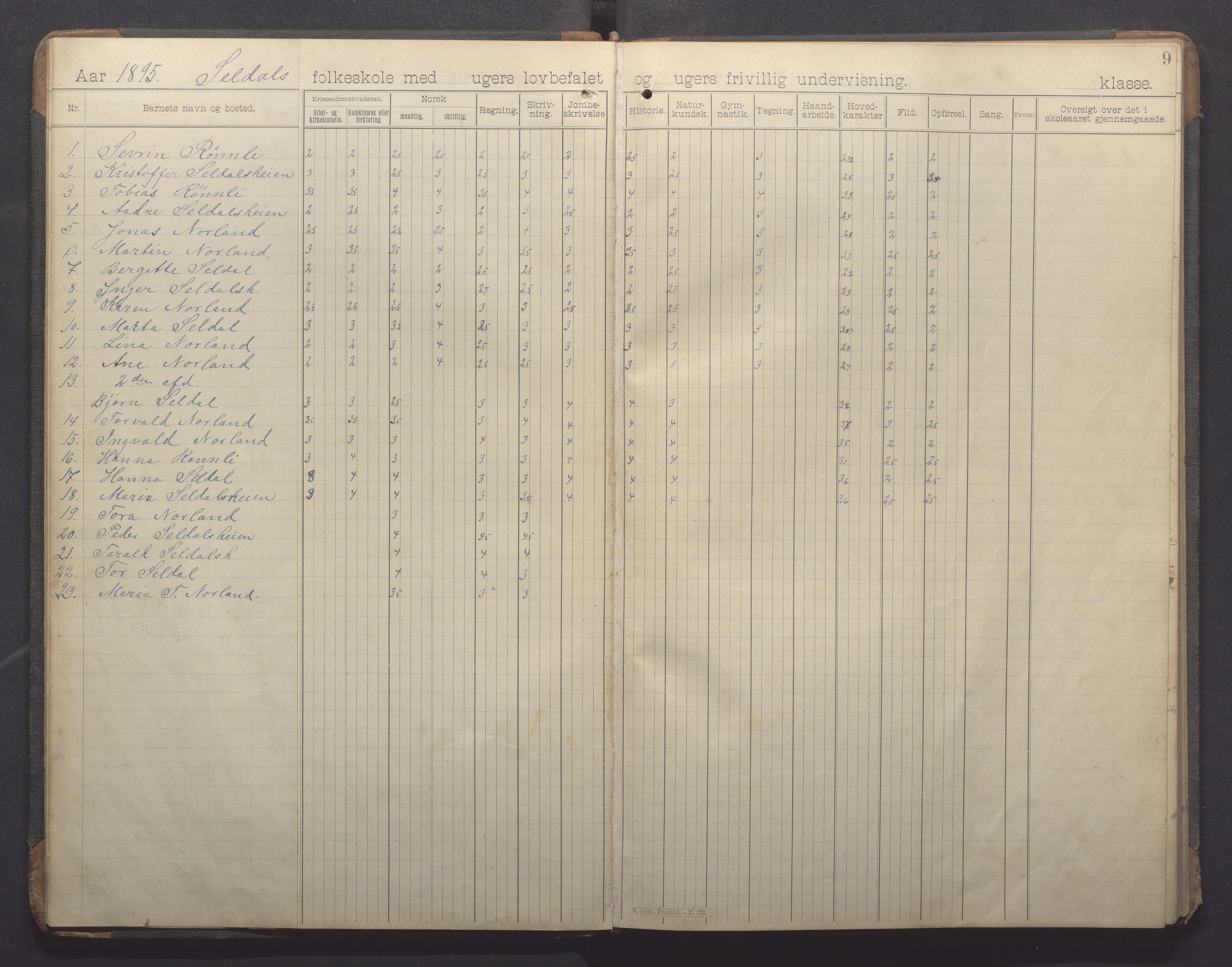 Høle kommune - Oltesvik skole, IKAR/K-100031/H/L0001: Skoleprotokoll, 1894-1915, p. 9