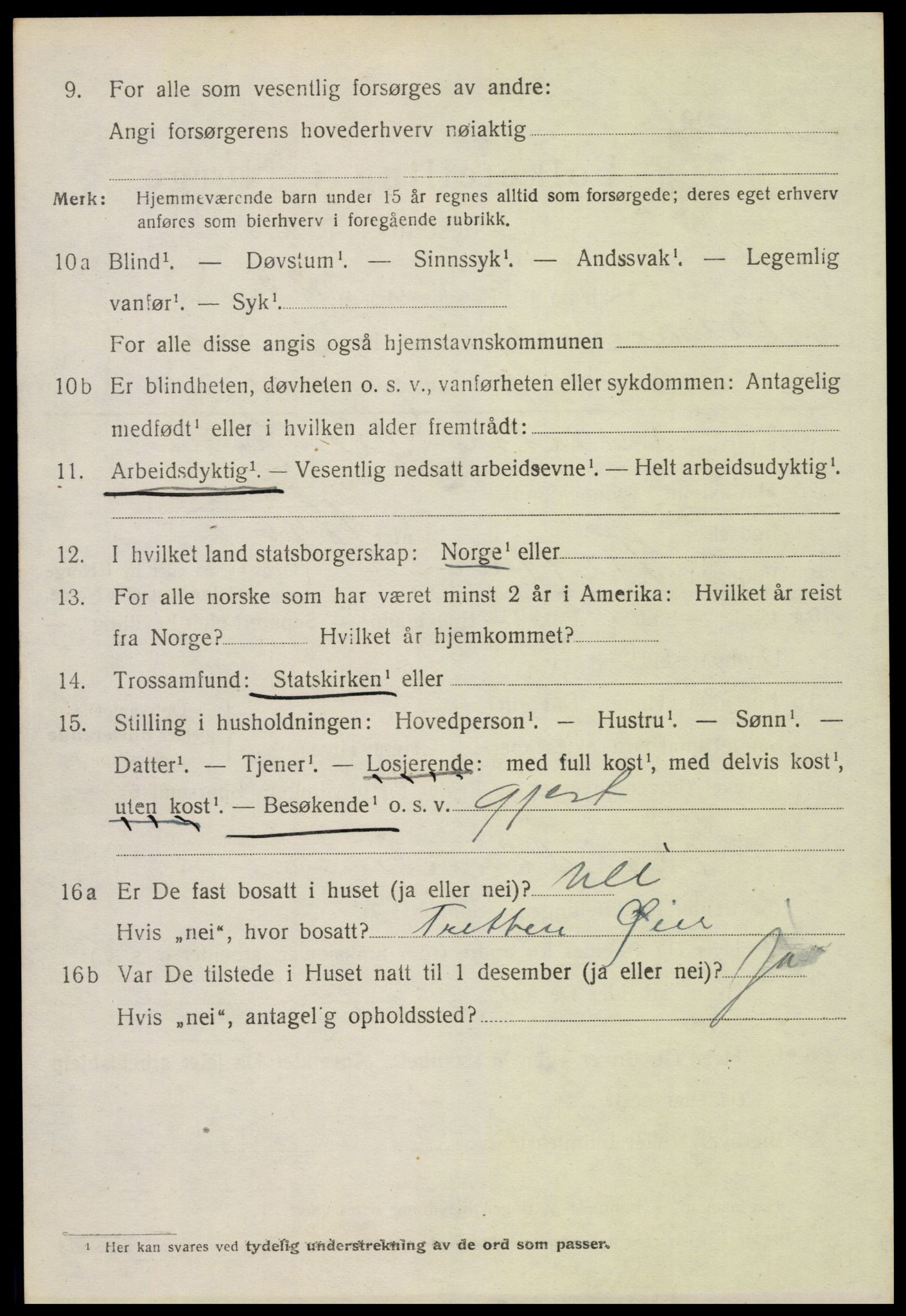 SAH, 1920 census for Lillehammer, 1920, p. 11671