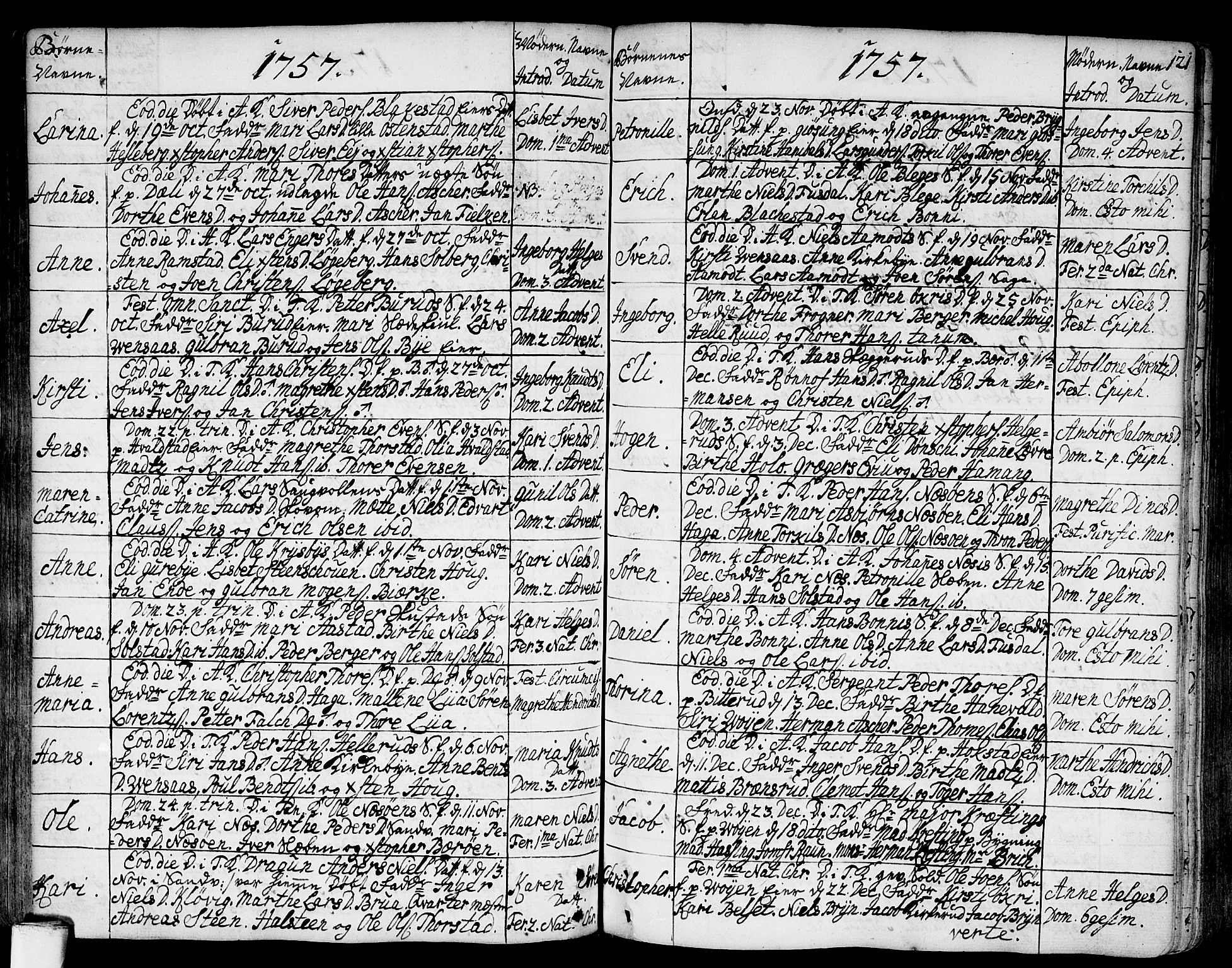 Asker prestekontor Kirkebøker, SAO/A-10256a/F/Fa/L0002: Parish register (official) no. I 2, 1733-1766, p. 121