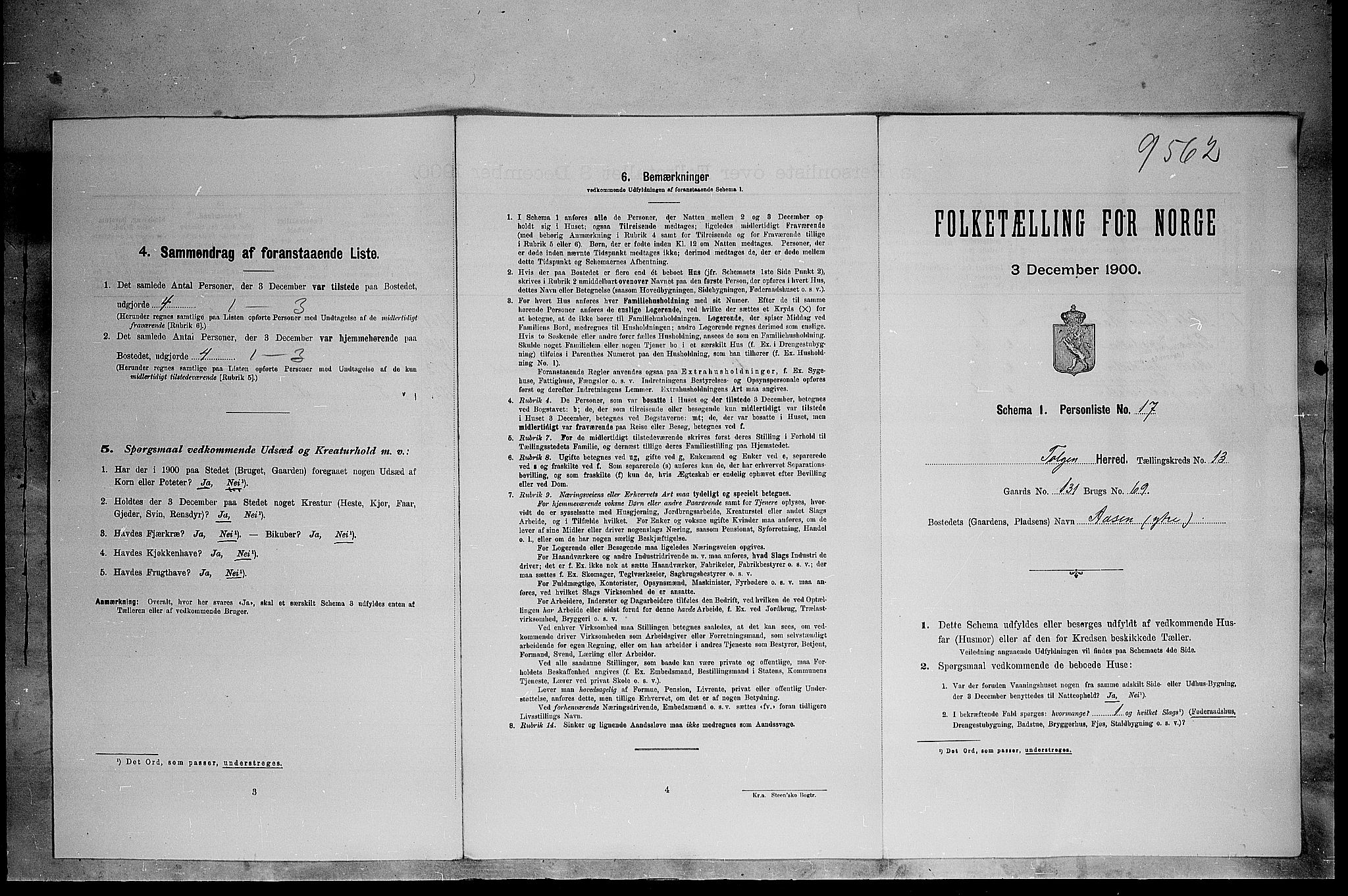 SAH, 1900 census for Tolga, 1900, p. 1224