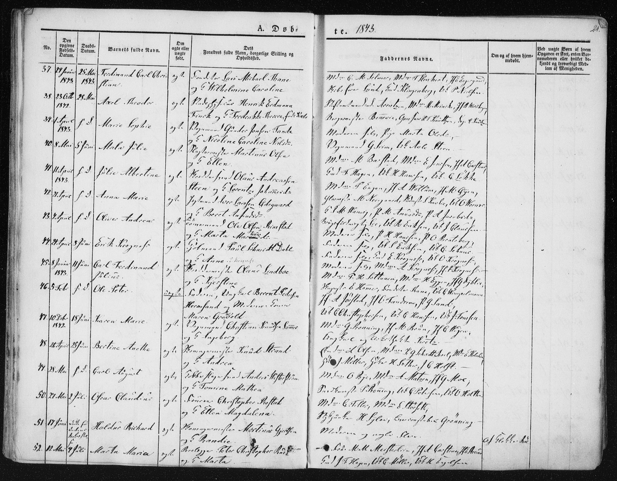 Ministerialprotokoller, klokkerbøker og fødselsregistre - Sør-Trøndelag, AV/SAT-A-1456/602/L0110: Parish register (official) no. 602A08, 1840-1854, p. 24