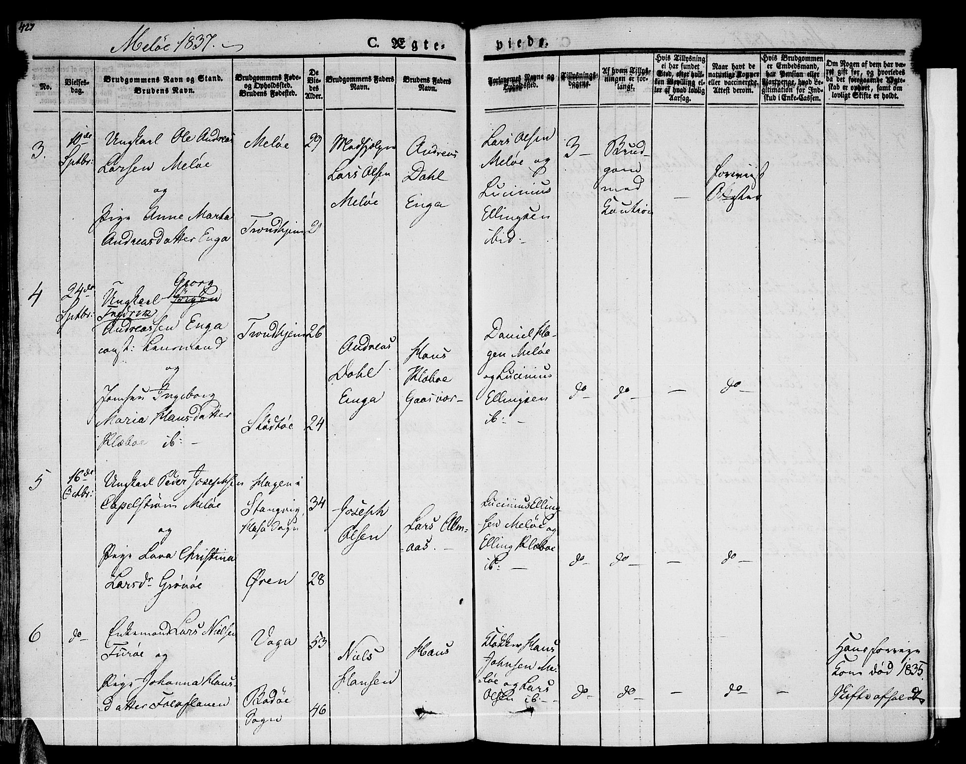 Ministerialprotokoller, klokkerbøker og fødselsregistre - Nordland, AV/SAT-A-1459/841/L0600: Parish register (official) no. 841A07 /2, 1824-1843, p. 427