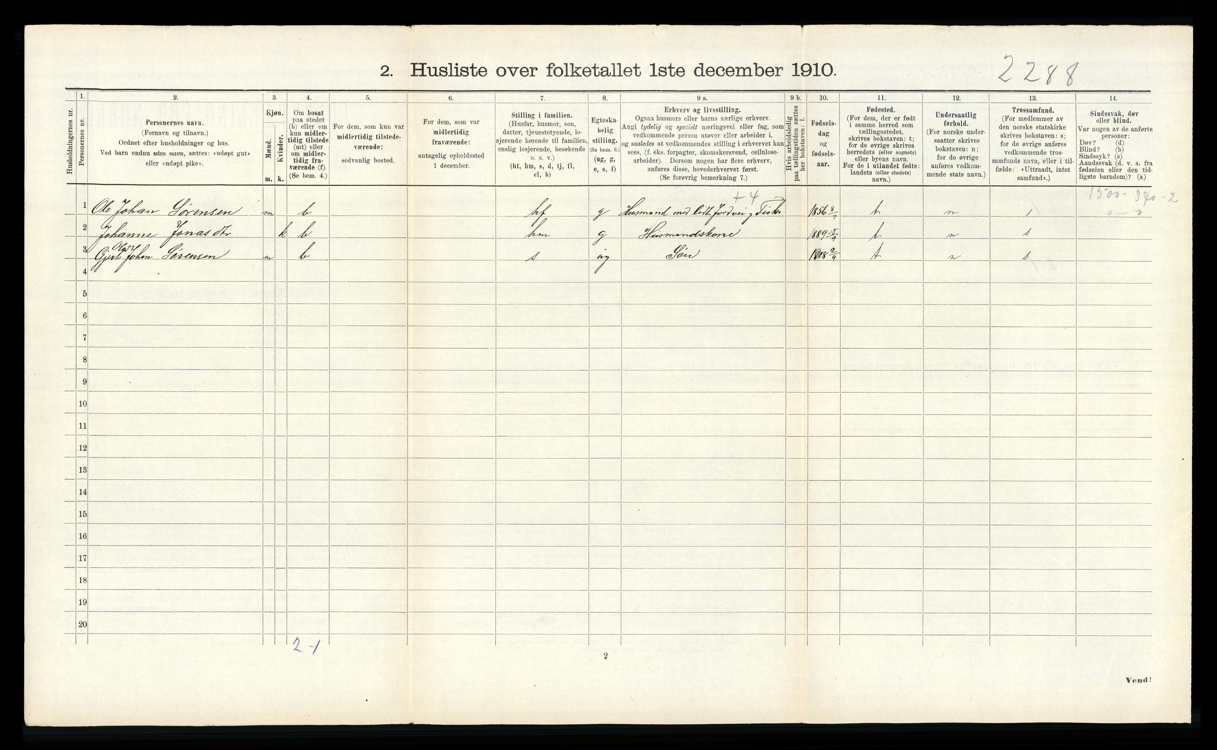 RA, 1910 census for Solund, 1910, p. 476