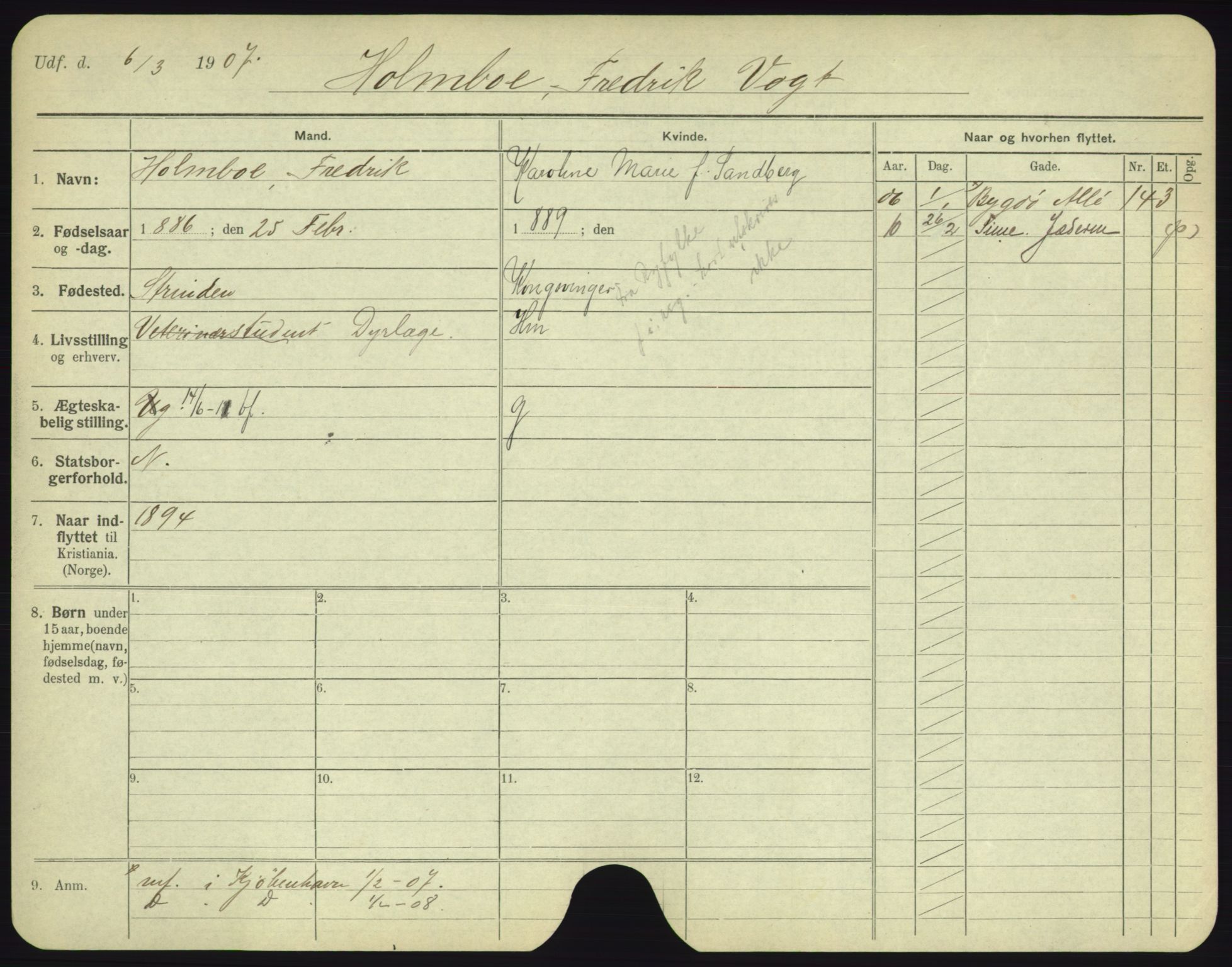 Oslo folkeregister, Registerkort, AV/SAO-A-11715/F/Fa/Fac/L0004: Menn, 1906-1914, p. 893a