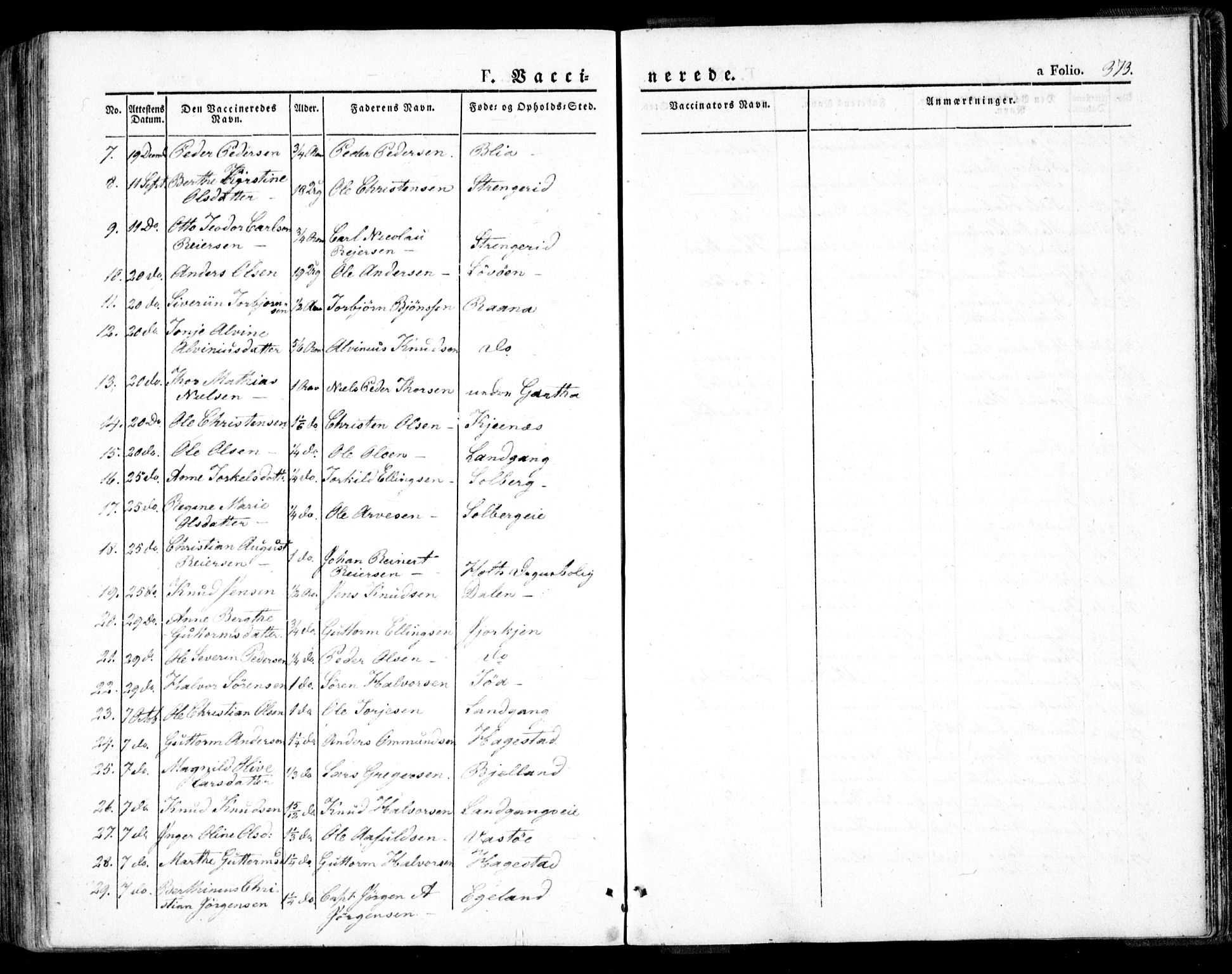 Holt sokneprestkontor, AV/SAK-1111-0021/F/Fa/L0007: Parish register (official) no. A 7, 1836-1848, p. 373