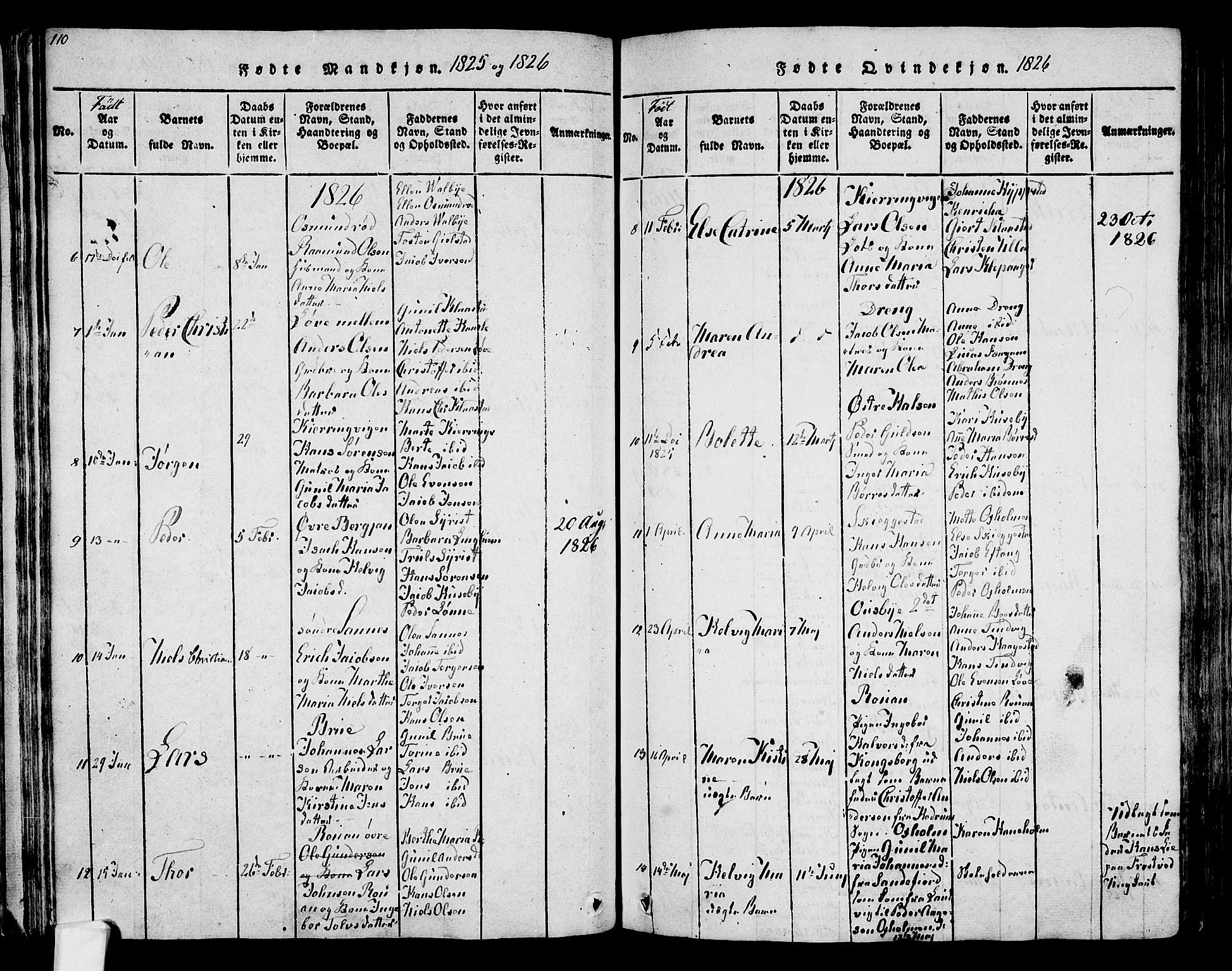 Tjølling kirkebøker, SAKO/A-60/F/Fa/L0005: Parish register (official) no. 5, 1814-1836, p. 110-111