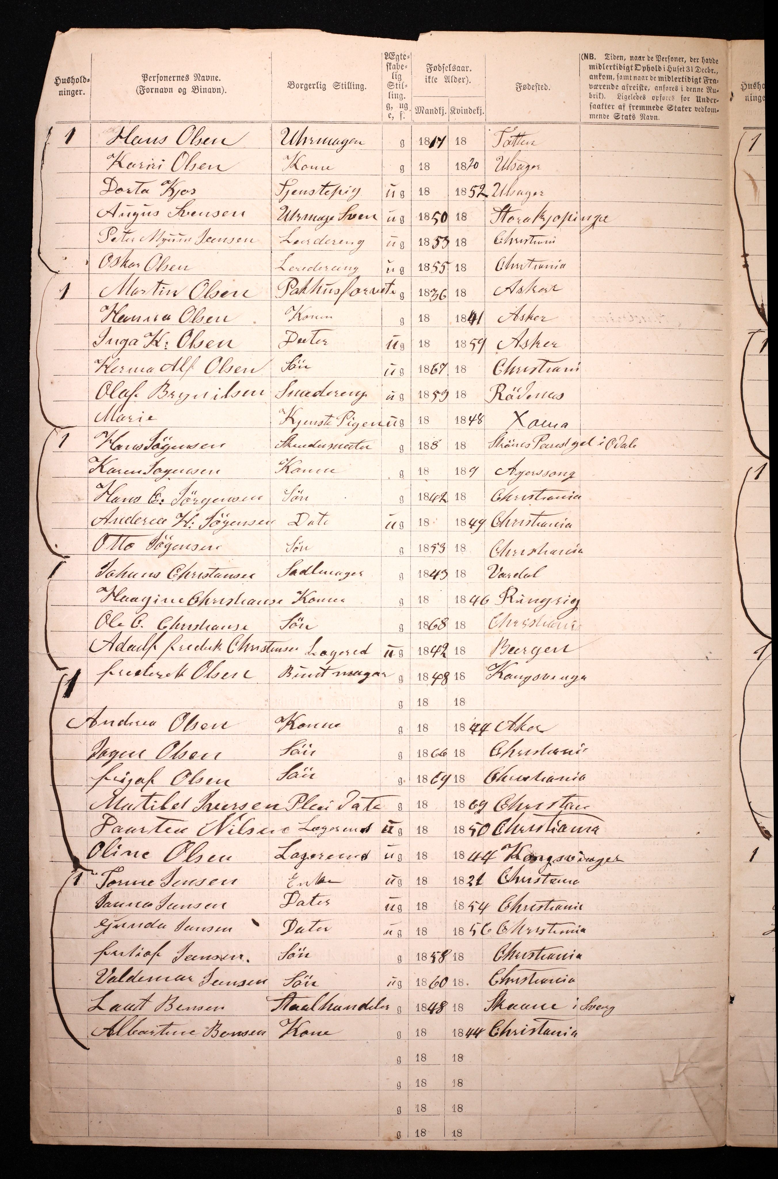 RA, 1870 census for 0301 Kristiania, 1870, p. 1124