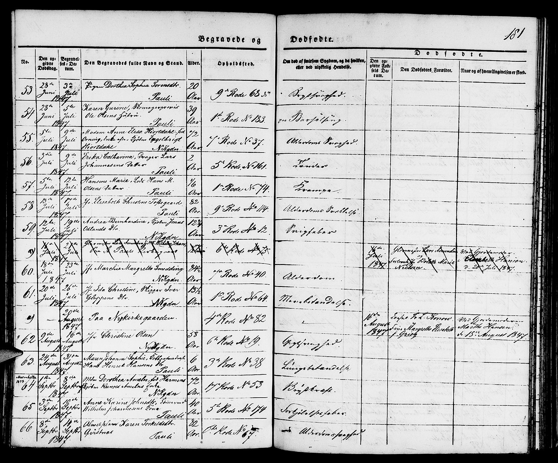 Nykirken Sokneprestembete, SAB/A-77101/H/Hab: Parish register (copy) no. E 1, 1840-1866, p. 181