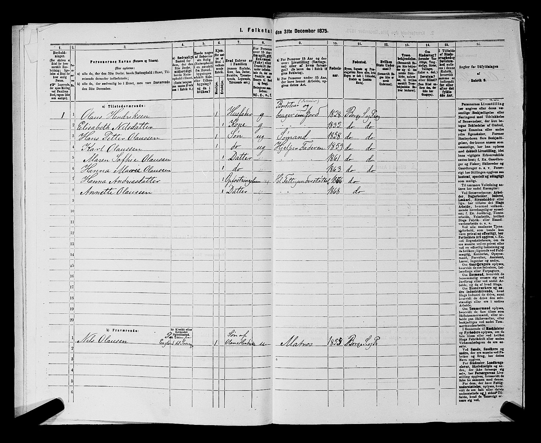 RA, 1875 census for 0113P Borge, 1875, p. 835