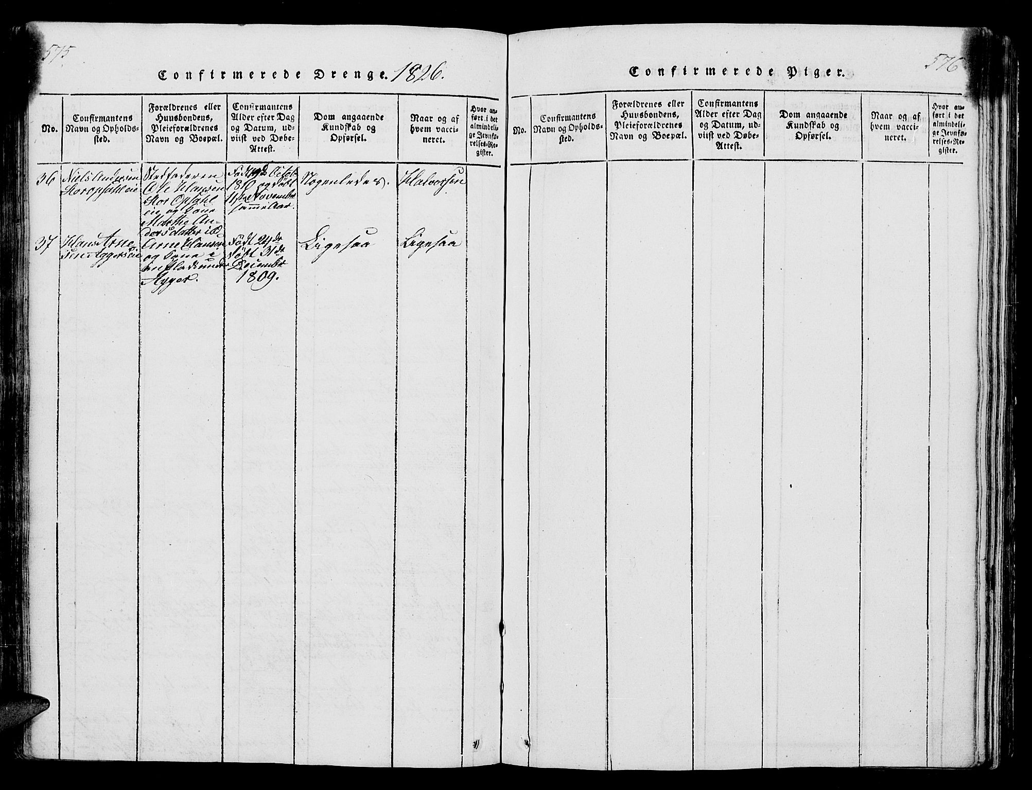 Vang prestekontor, Hedmark, AV/SAH-PREST-008/H/Ha/Hab/L0004: Parish register (copy) no. 4, 1813-1827, p. 575-576