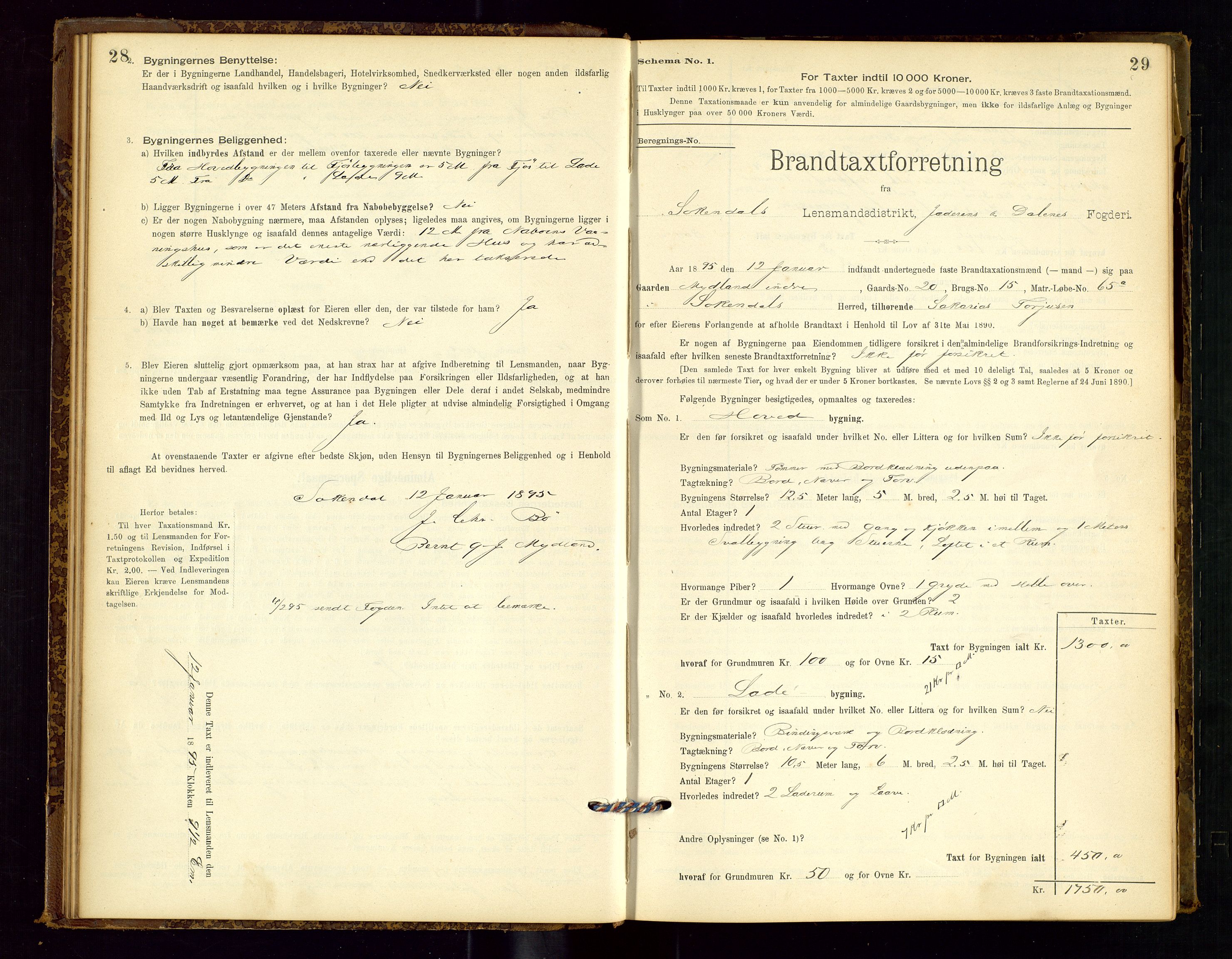 Sokndal lensmannskontor, AV/SAST-A-100417/Gob/L0001: "Brandtaxt-Protokol", 1895-1902, p. 28-29