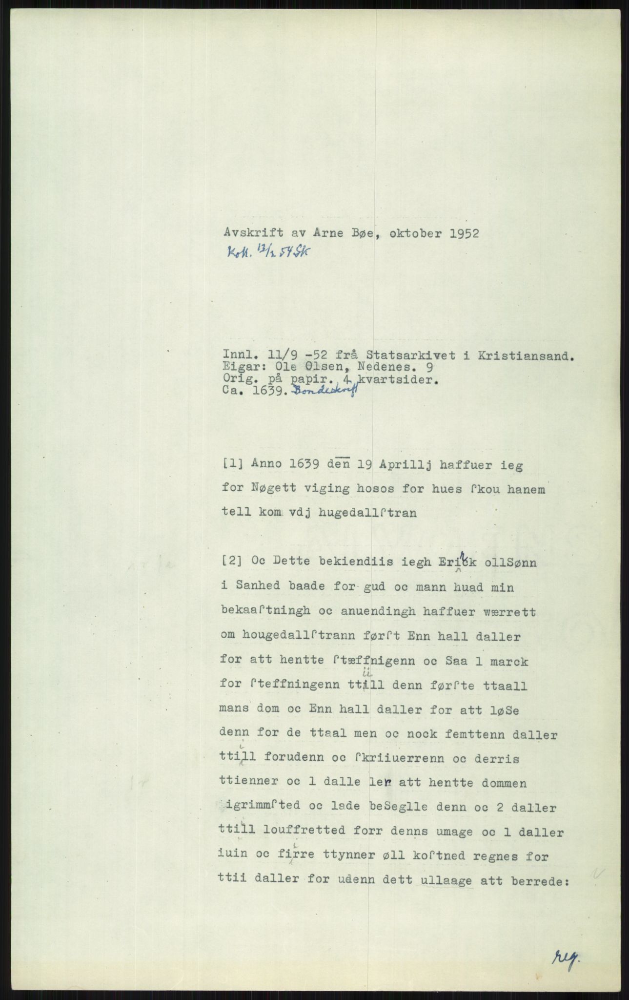 Samlinger til kildeutgivelse, Diplomavskriftsamlingen, AV/RA-EA-4053/H/Ha, p. 3003