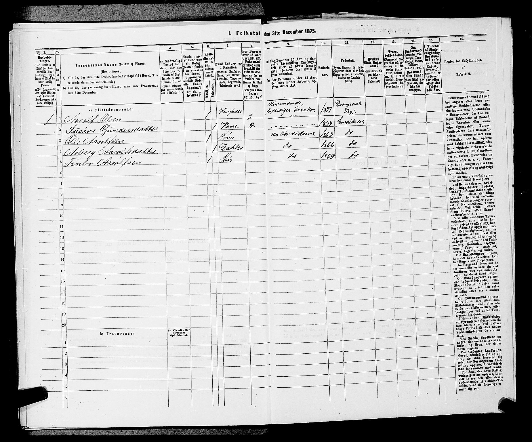 SAKO, 1875 census for 0816P Sannidal, 1875, p. 307