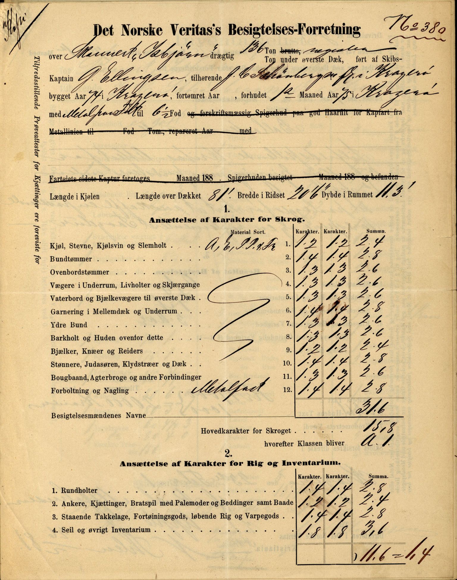 Pa 63 - Østlandske skibsassuranceforening, VEMU/A-1079/G/Ga/L0015/0013: Havaridokumenter / Venice, Isbjørn, Varnæs, Valkyrien, 1882, p. 23