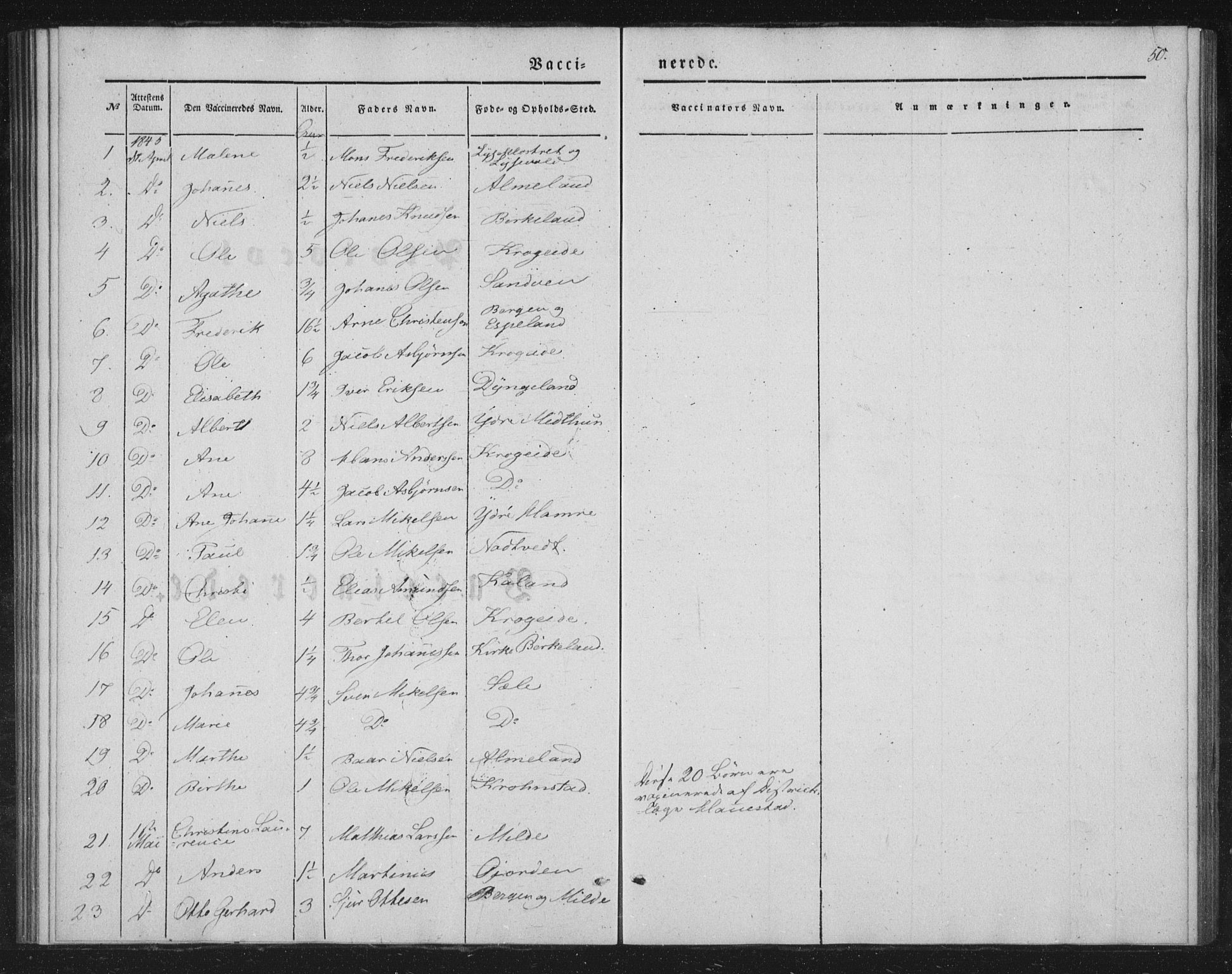 Fana Sokneprestembete, AV/SAB-A-75101/H/Haa/Haaa/L0009: Parish register (official) no. A 9, 1849-1850, p. 50