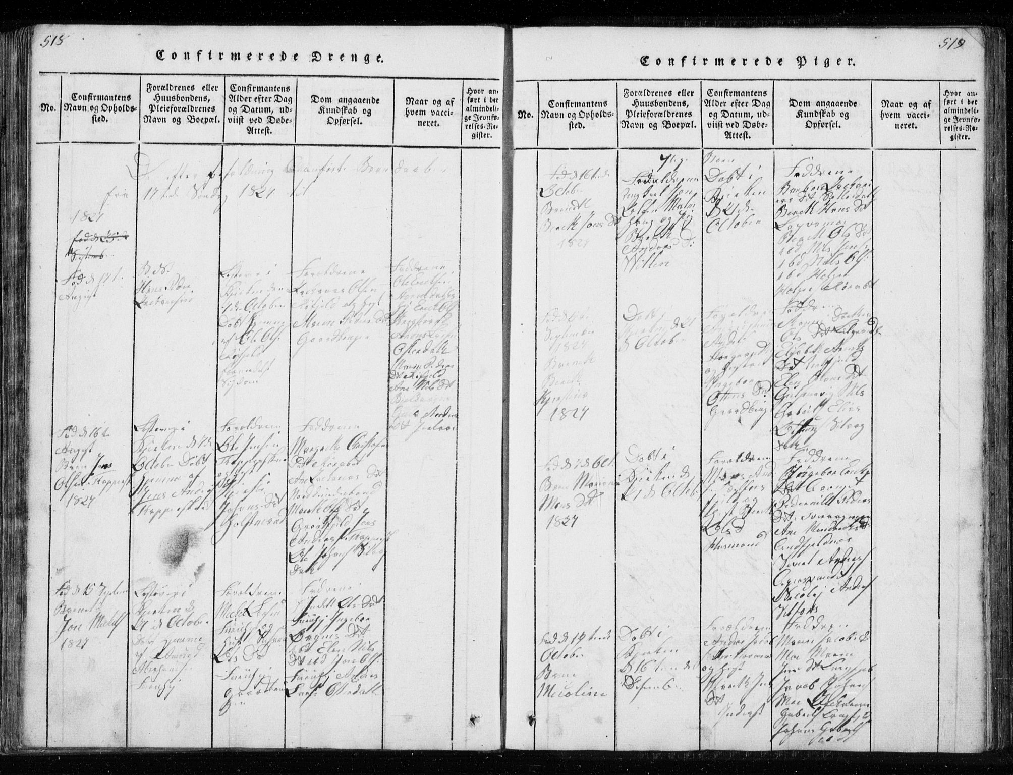 Ministerialprotokoller, klokkerbøker og fødselsregistre - Nordland, AV/SAT-A-1459/827/L0412: Parish register (copy) no. 827C01, 1820-1841, p. 518-519