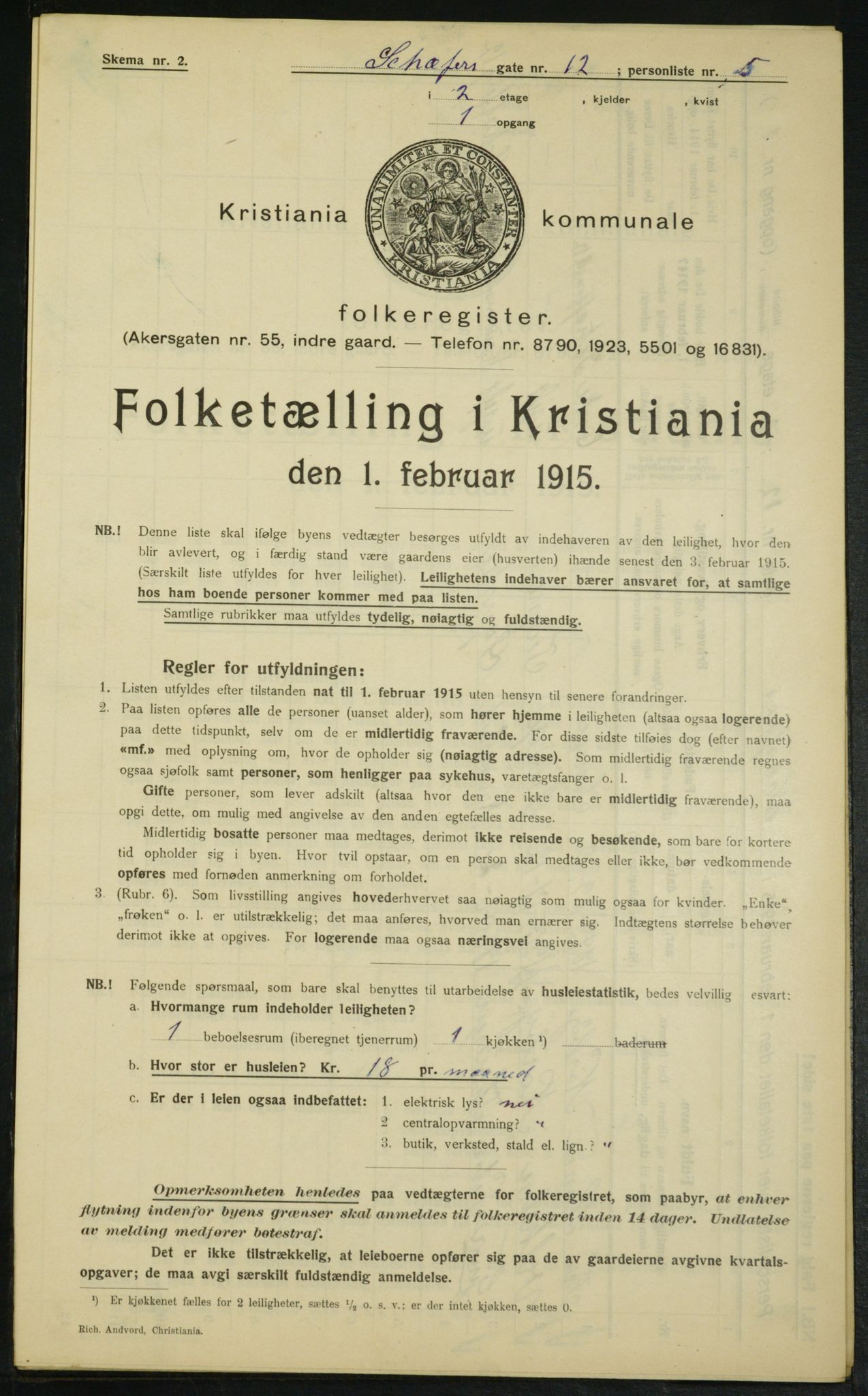 OBA, Municipal Census 1915 for Kristiania, 1915, p. 93055