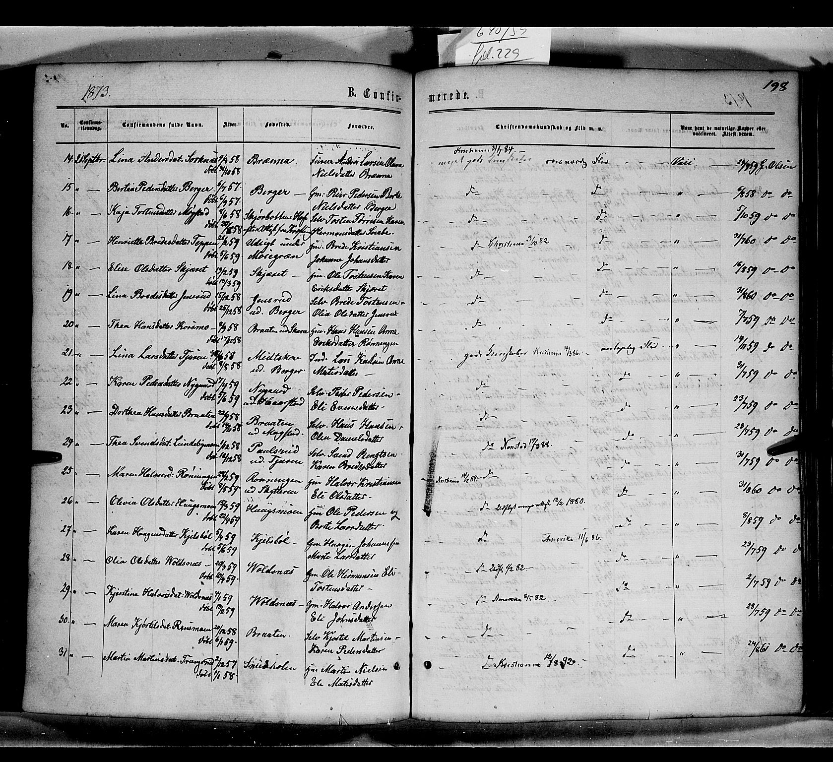 Grue prestekontor, AV/SAH-PREST-036/H/Ha/Haa/L0010: Parish register (official) no. 10, 1864-1873, p. 198