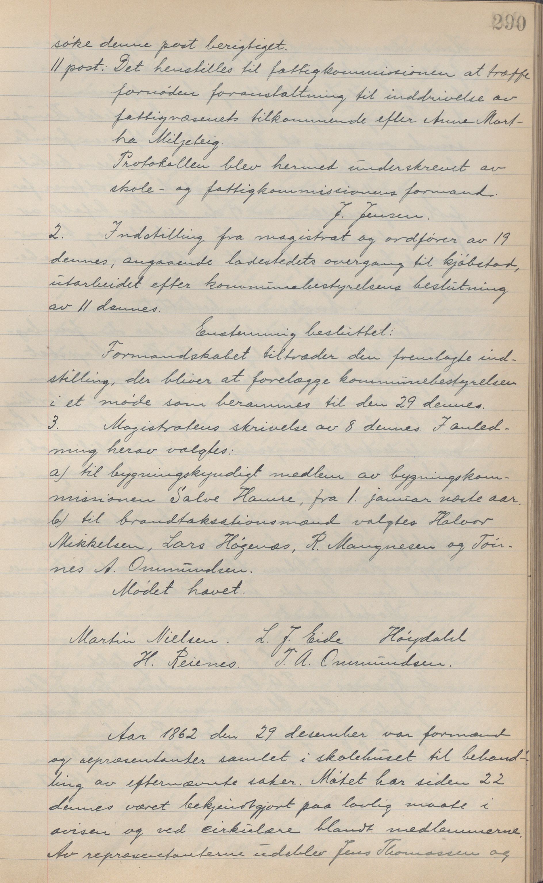 Haugesund kommune - Formannskapet, IKAR/X-0001/A/L0002: Transkribert møtebok, 1855-1874, p. 290