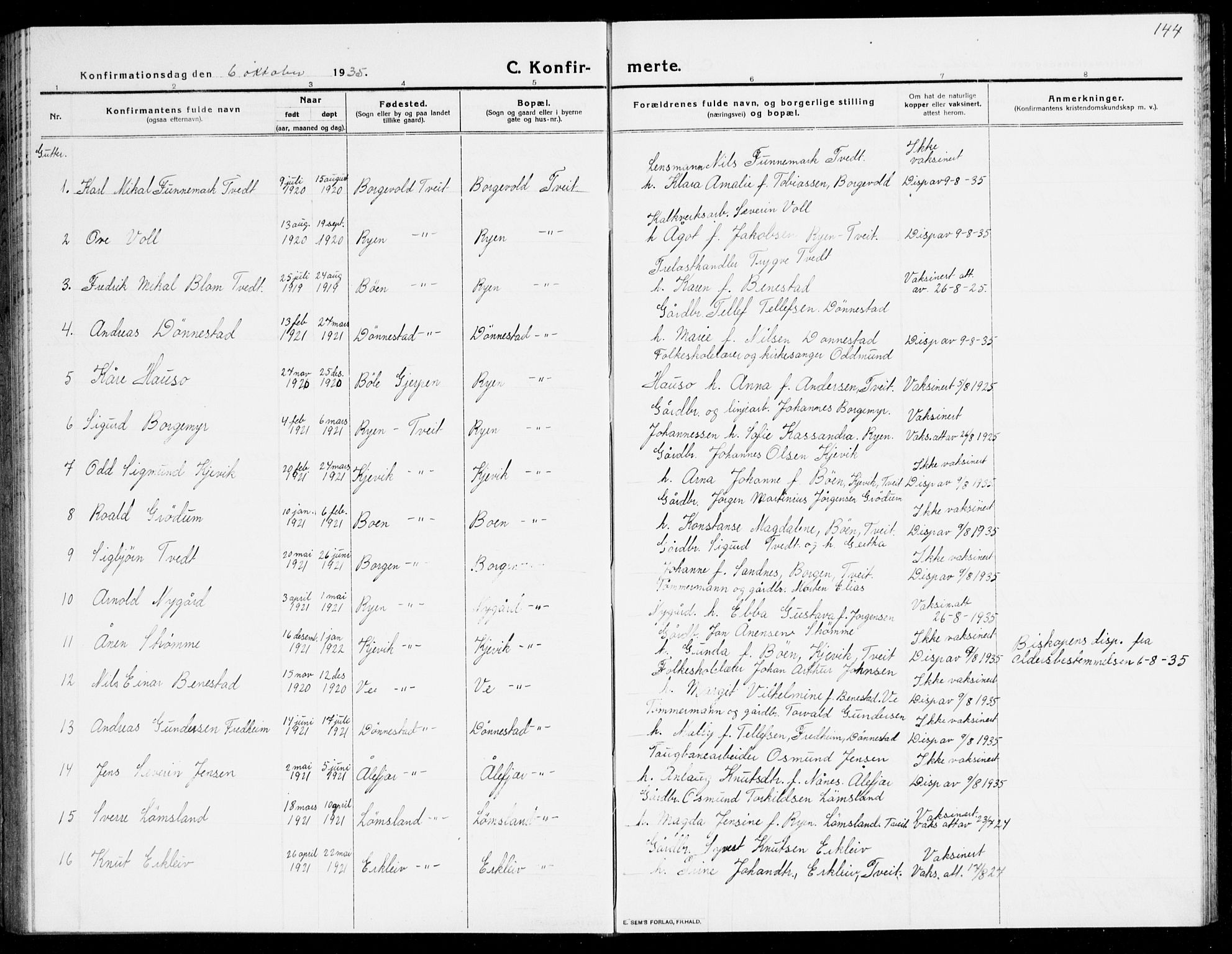 Tveit sokneprestkontor, AV/SAK-1111-0043/F/Fb/L0005: Parish register (copy) no. B 5, 1915-1941, p. 144