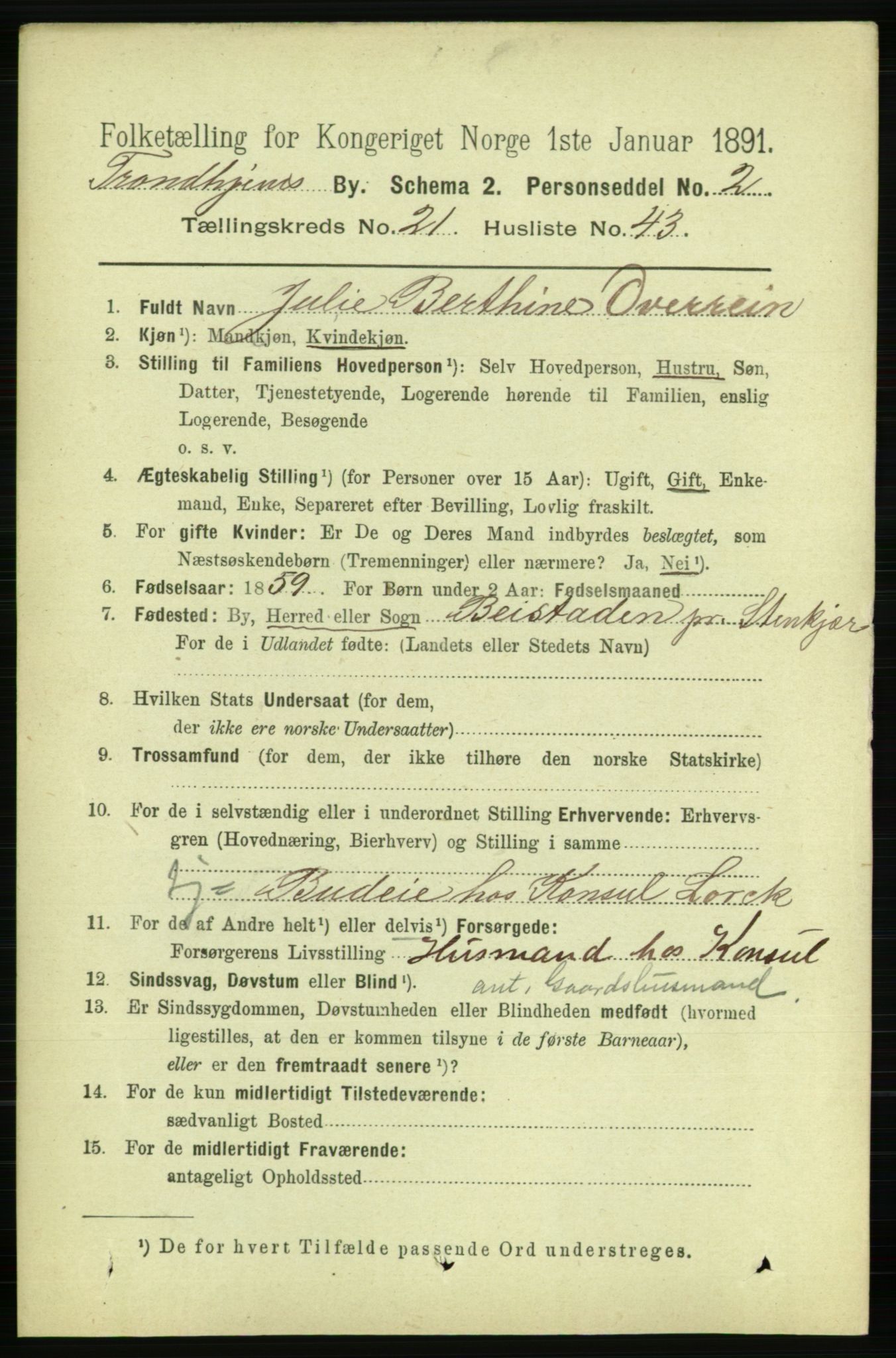 RA, 1891 census for 1601 Trondheim, 1891, p. 16530