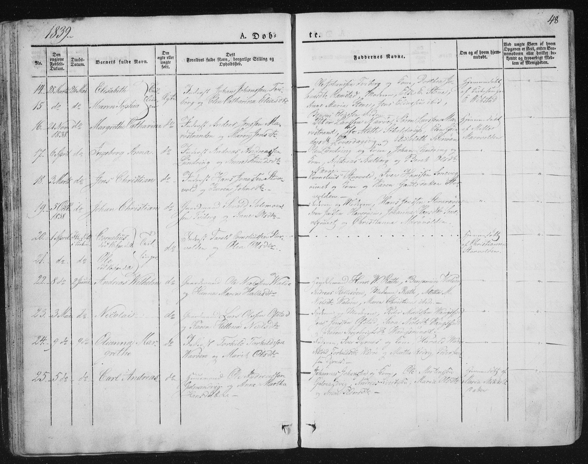 Ministerialprotokoller, klokkerbøker og fødselsregistre - Nord-Trøndelag, AV/SAT-A-1458/784/L0669: Parish register (official) no. 784A04, 1829-1859, p. 48