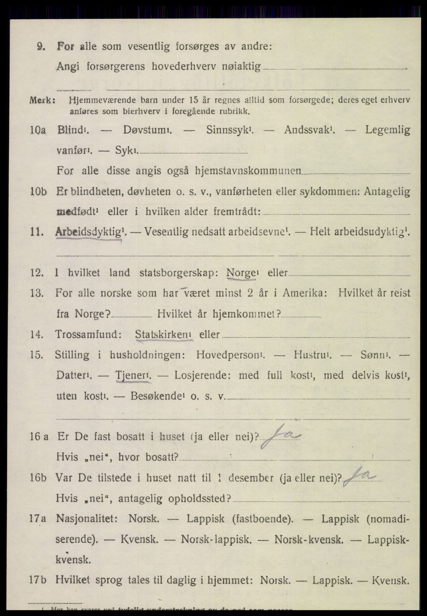 SAT, 1920 census for Frosta, 1920, p. 5845