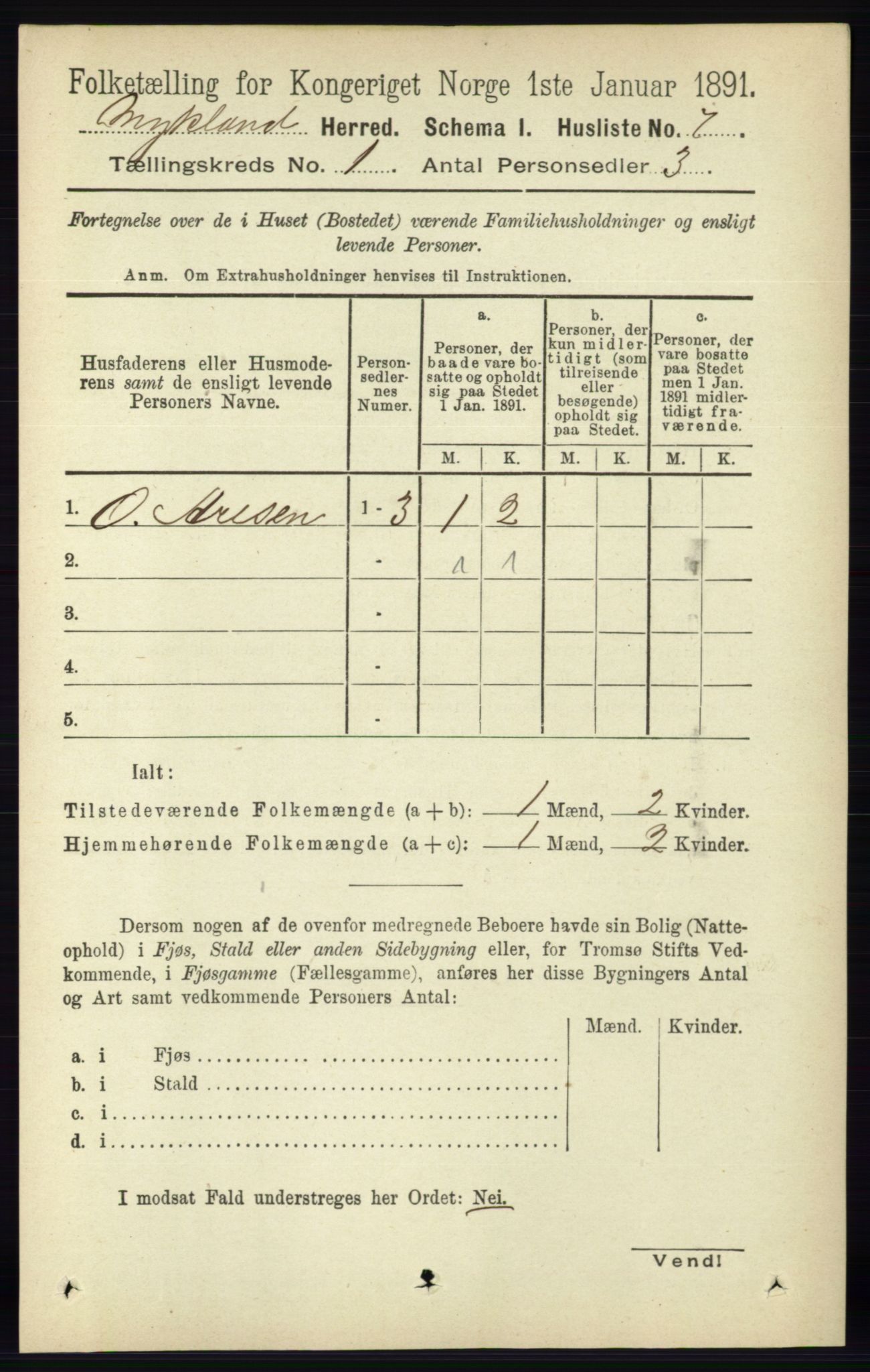 RA, 1891 census for 0932 Mykland, 1891, p. 18