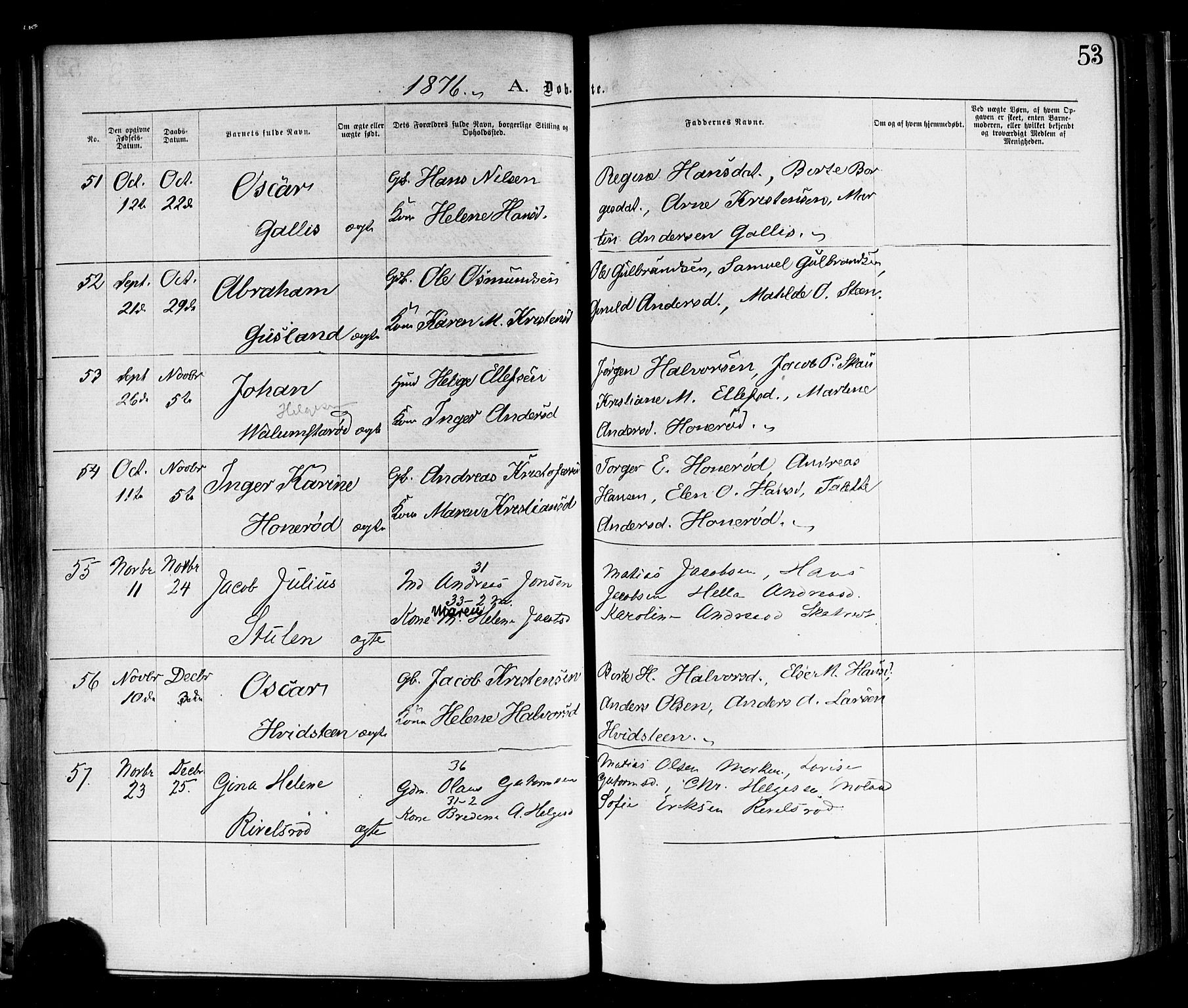 Andebu kirkebøker, AV/SAKO-A-336/F/Fa/L0006: Parish register (official) no. 6, 1871-1878, p. 53