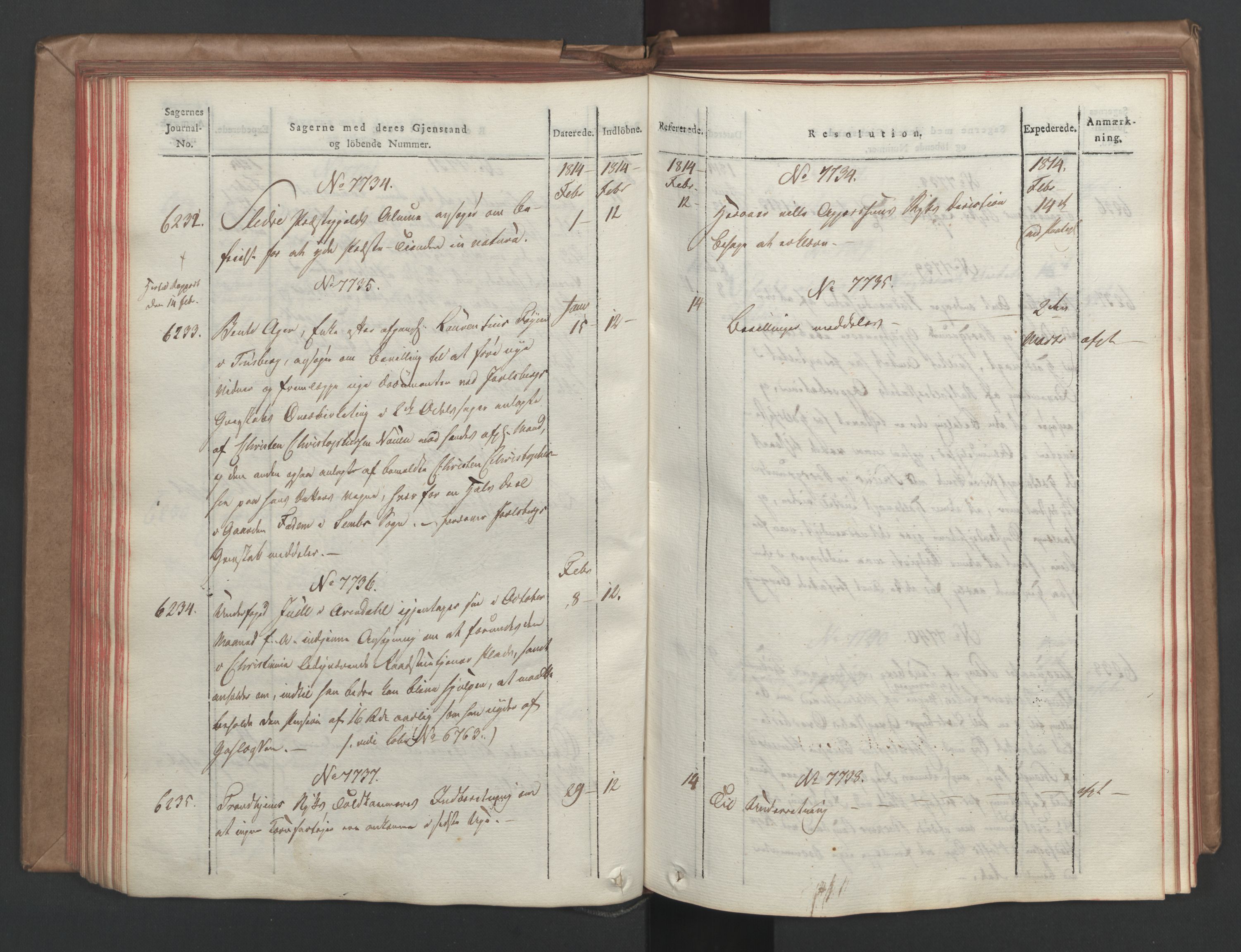 Stattholderembetet 1810-1814, 1. kontor (Kontor A), AV/RA-EA-2872/Ab/L0008: Referatprotokoll,  j.nr. 5846-6405,  l.nr. 7275-7924, 1813-1814, p. 133