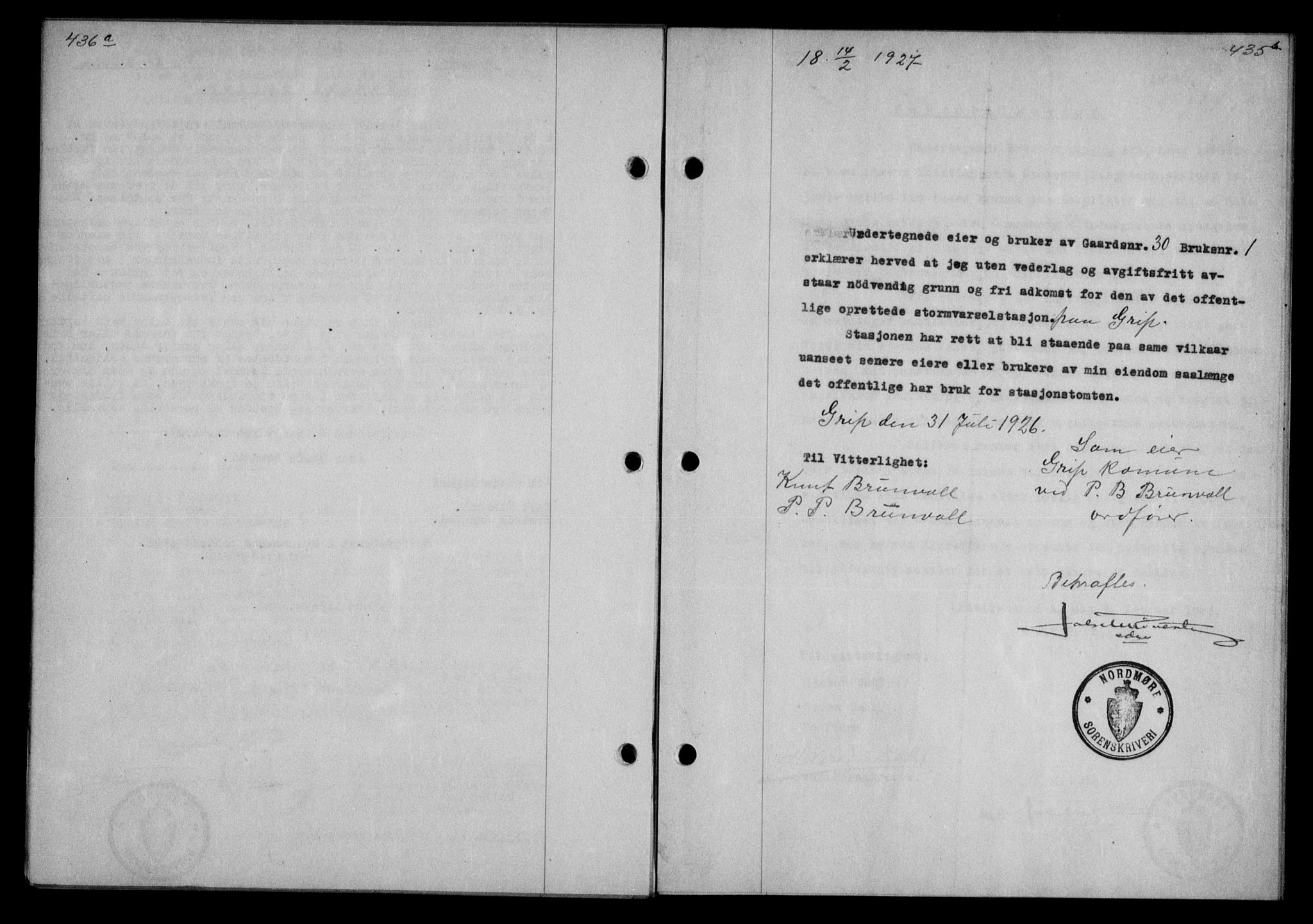 Nordmøre sorenskriveri, AV/SAT-A-4132/1/2/2Ca/L0061: Mortgage book no. 51, 1926-1927, Deed date: 14.02.1927